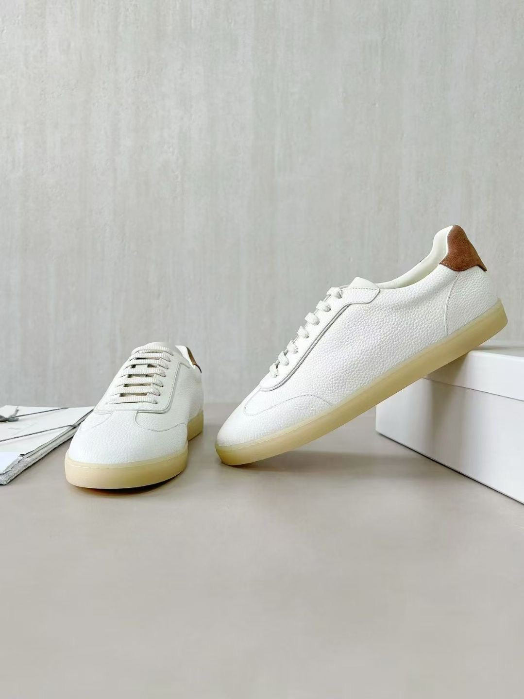 Brunello Cucinelli Herren-Sneaker aus Leder Weiss