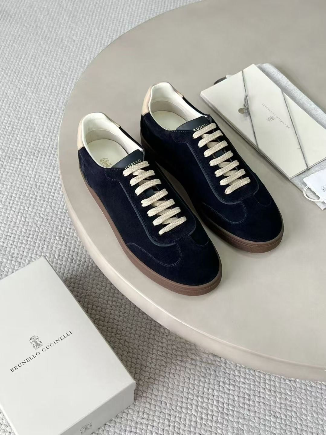 Brunello Cucinelli Herren-Sneaker aus Veloursleder Dunkelblau