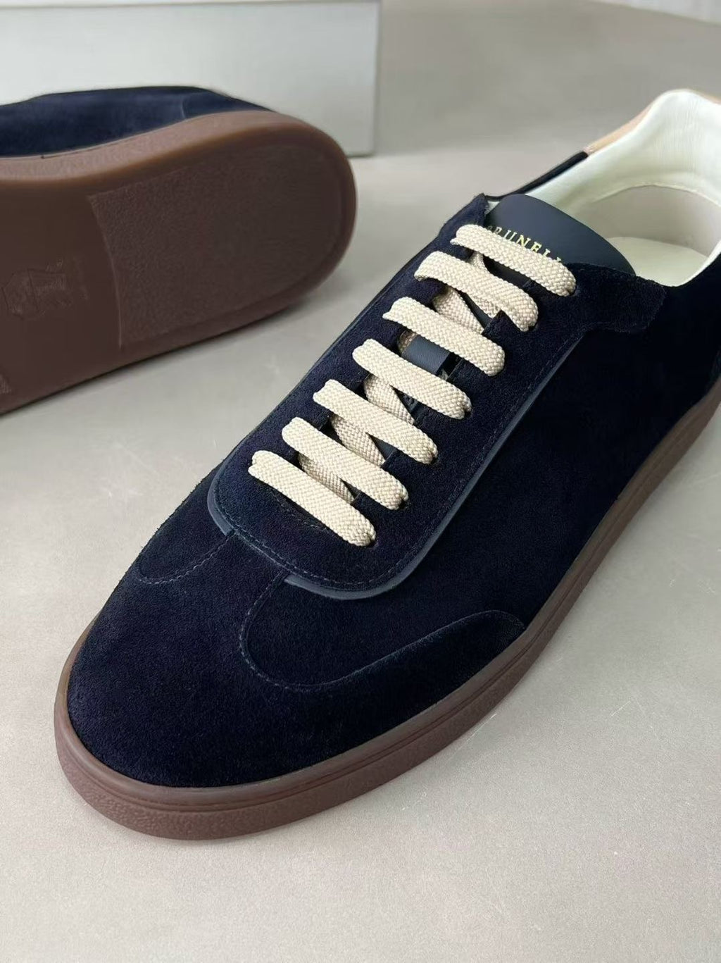 Brunello Cucinelli Herren-Sneaker aus Veloursleder Dunkelblau