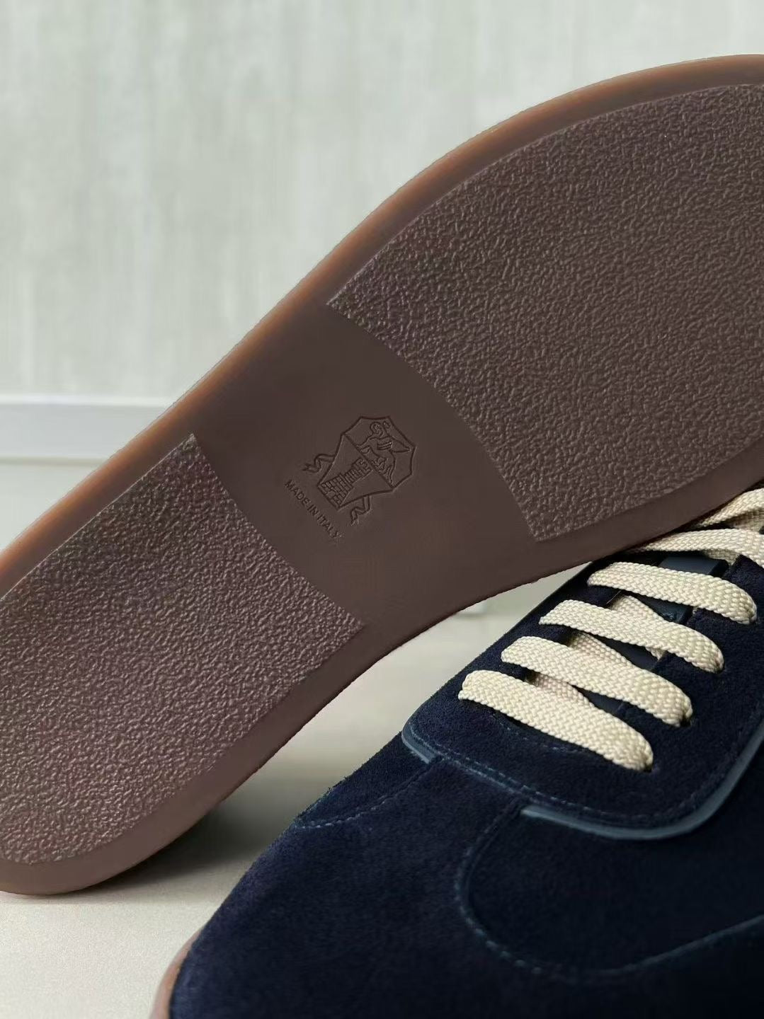 Brunello Cucinelli Herren-Sneaker aus Veloursleder Dunkelblau