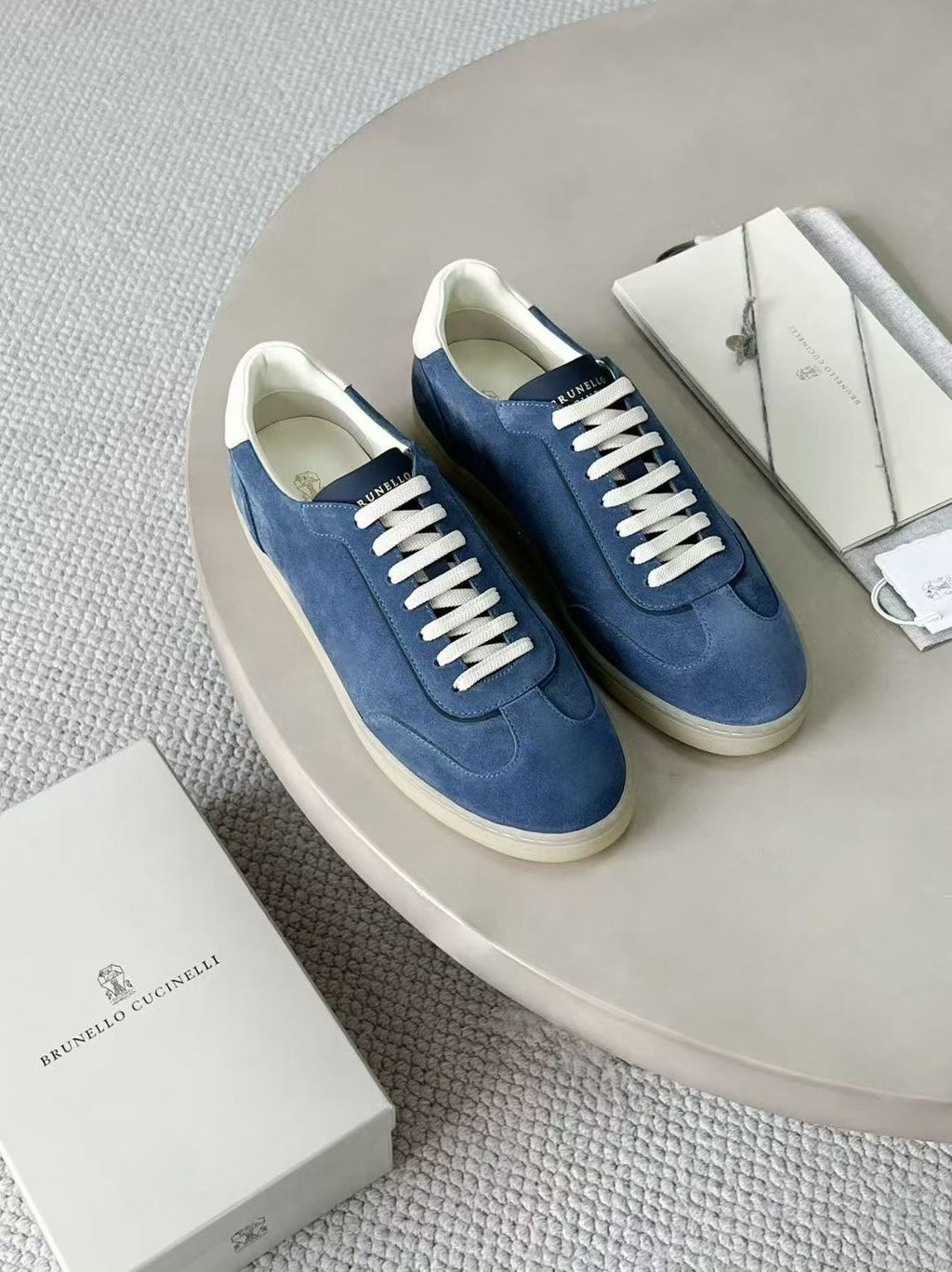 Brunello Cucinelli Herren-Sneaker aus Veloursleder Blau