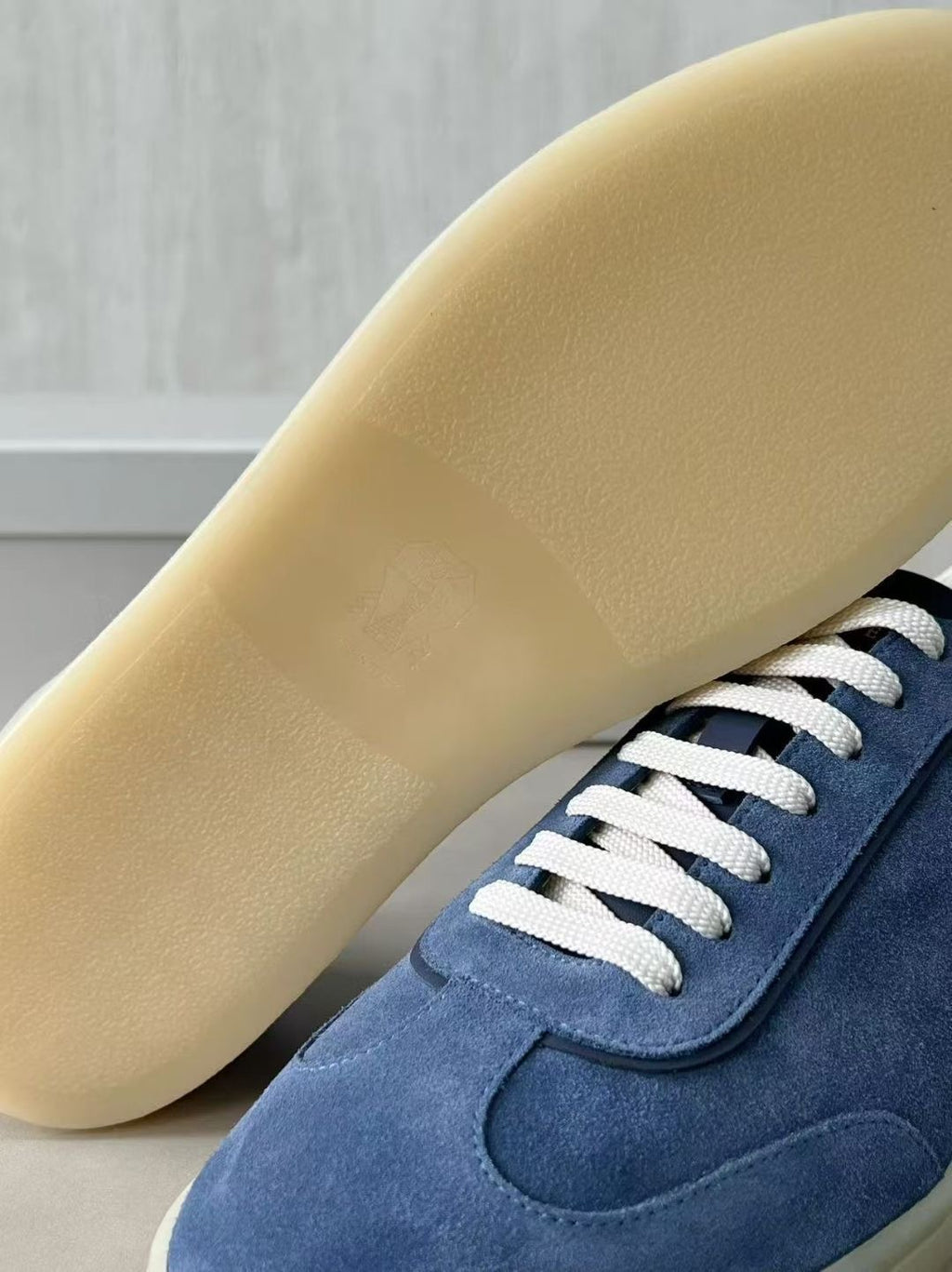 Brunello Cucinelli Herren-Sneaker aus Veloursleder Blau