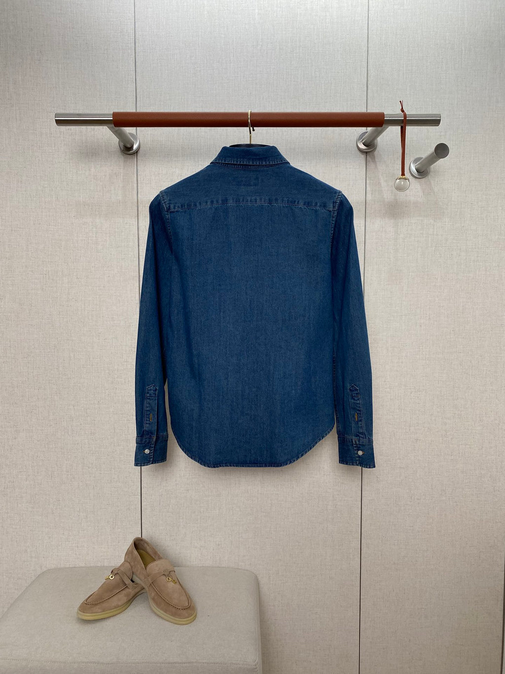 Ralph Lauren Denim-Hemd – Blaues Button-Down mit Stickerei & Loafern