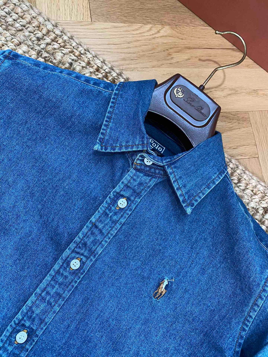 Ralph Lauren Denim-Hemd – Blaues Button-Down mit Stickerei & Loafern