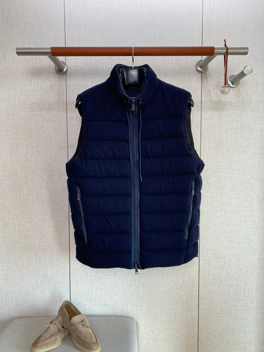 ZEGNA Gesteppte Herren-Daunenweste mit Zipper Marineblau