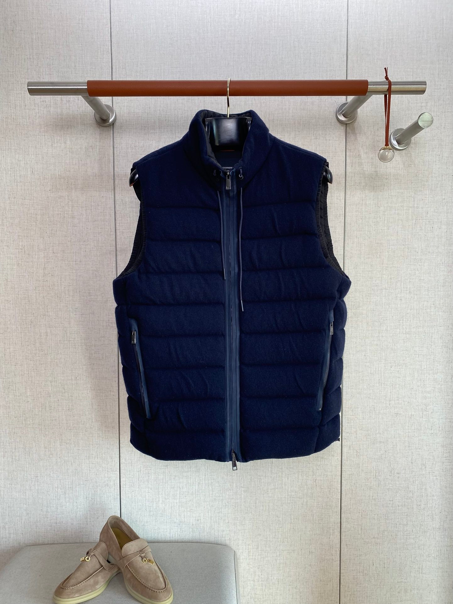 ZEGNA Gesteppte Herren-Daunenweste mit Zipper Marineblau