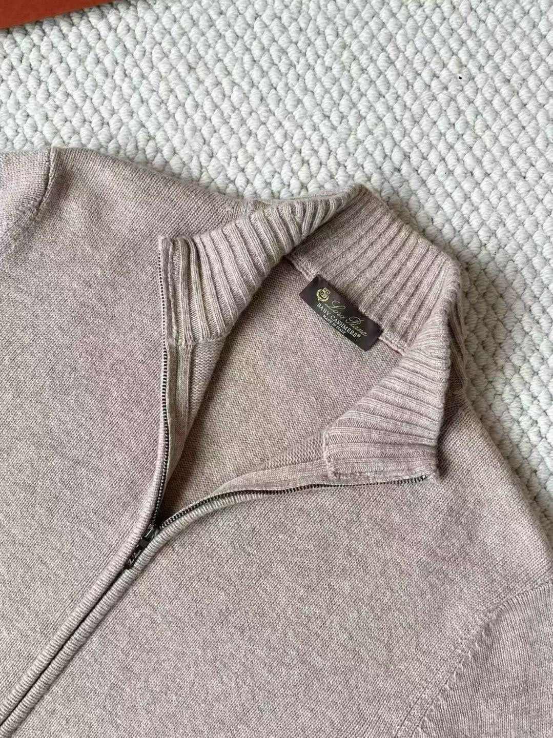Loro Piana Herren-Strickjacke aus Kaschmir mit Reissverschluss Beige