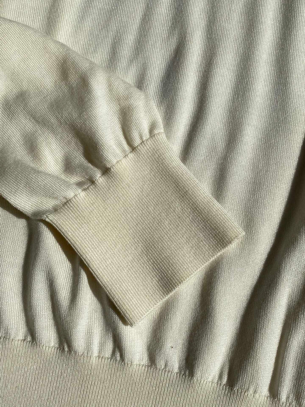 Bottega Veneta Herren Langarm-Polo – Cremefarbenes Shirt mit 5-Knopf