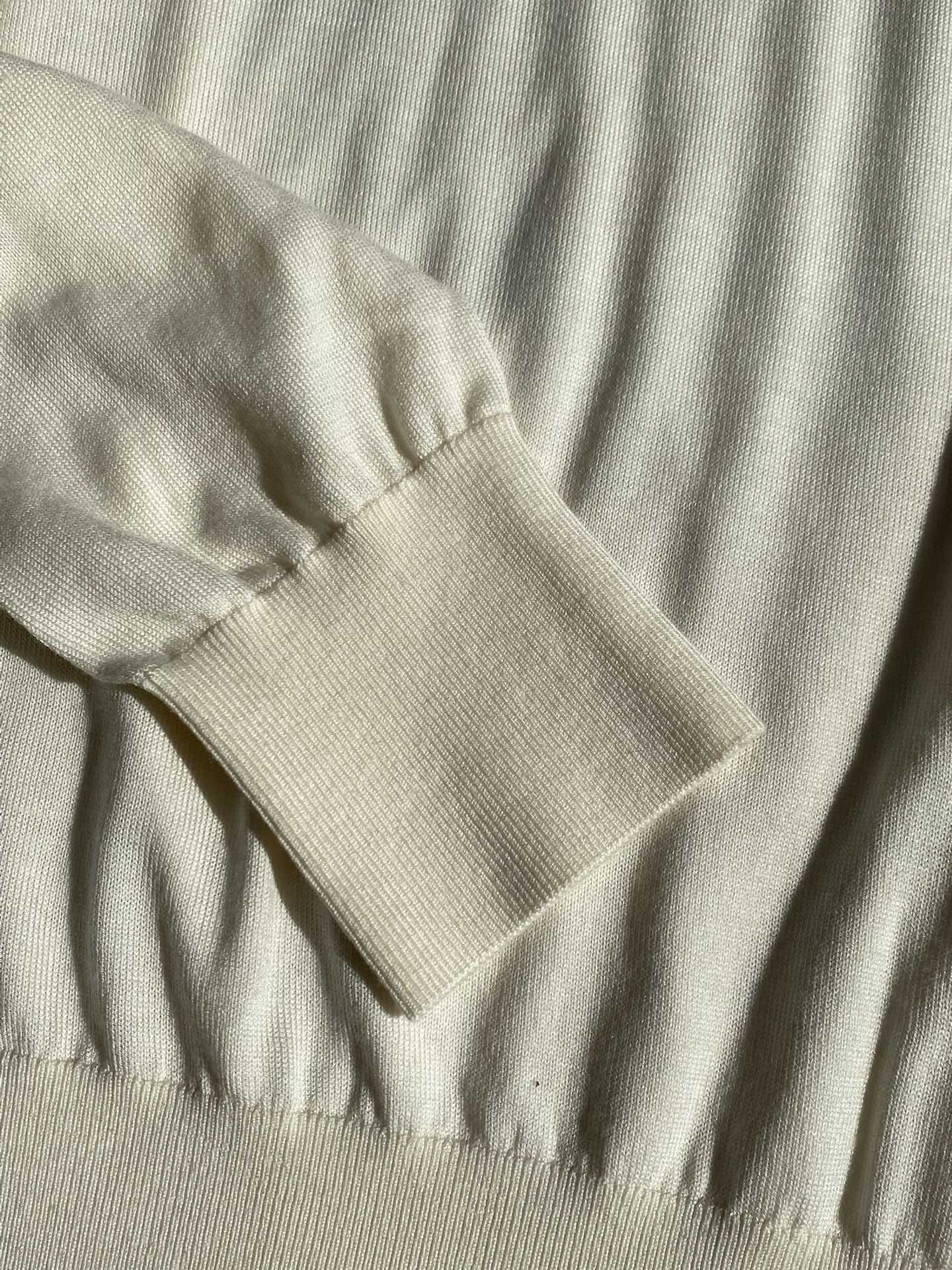 Bottega Veneta Herren Langarm-Polo – Cremefarbenes Shirt mit 5-Knopf