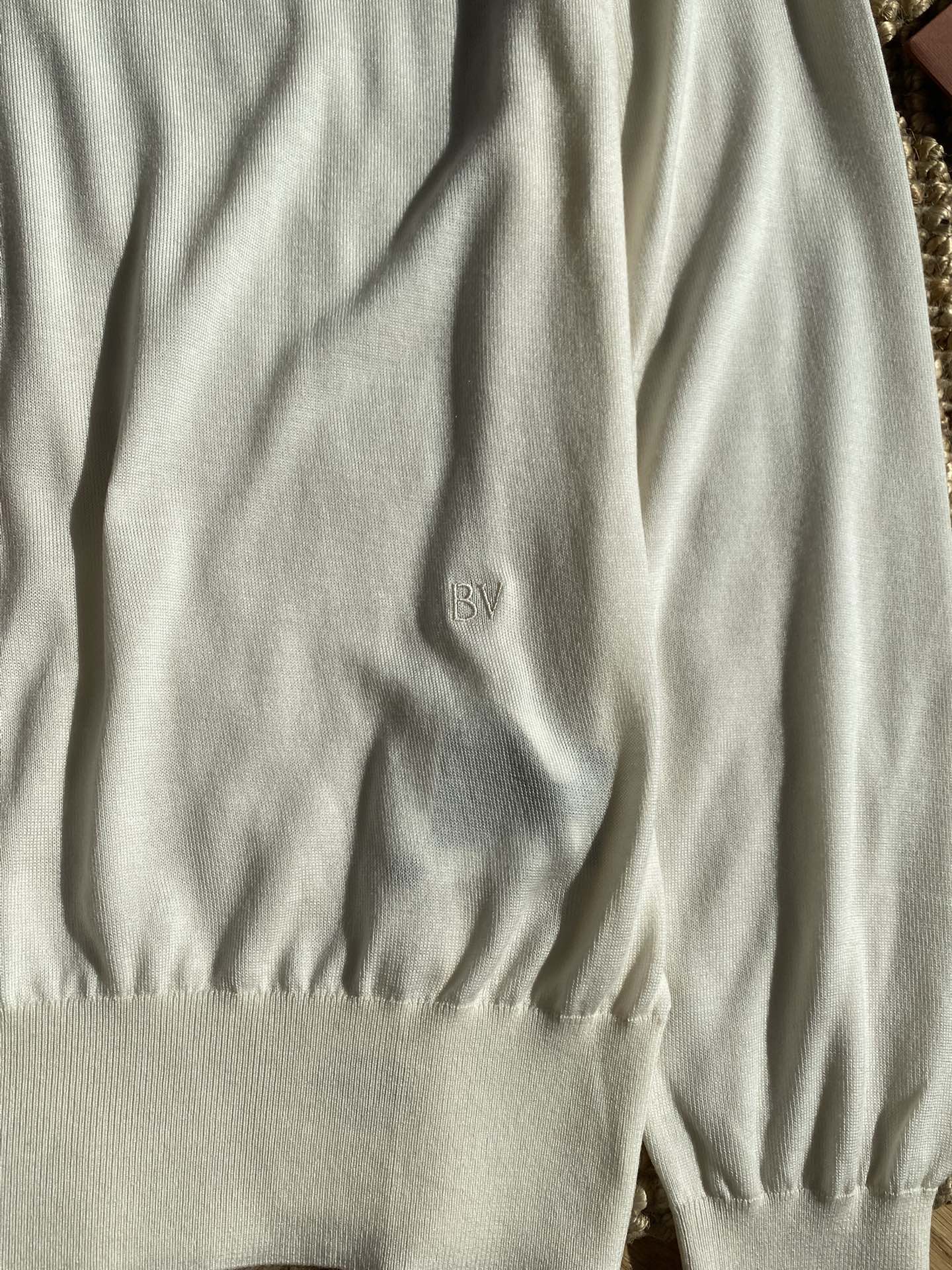 Bottega Veneta Herren Langarm-Polo – Cremefarbenes Shirt mit 5-Knopf