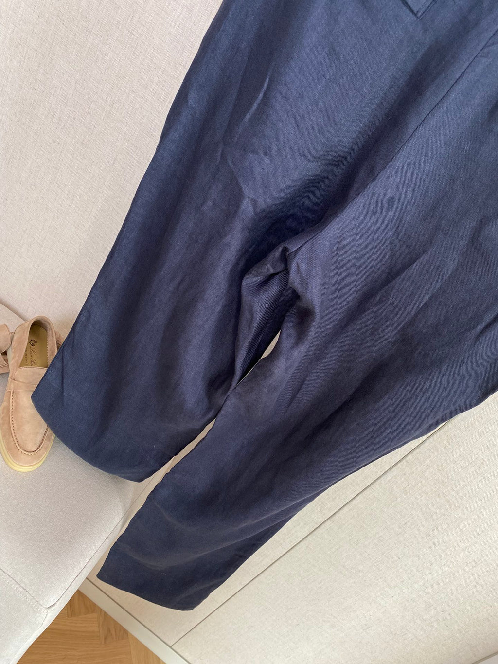 ZEGNA Dunkelblaue Leinenhose in schlanker Passform