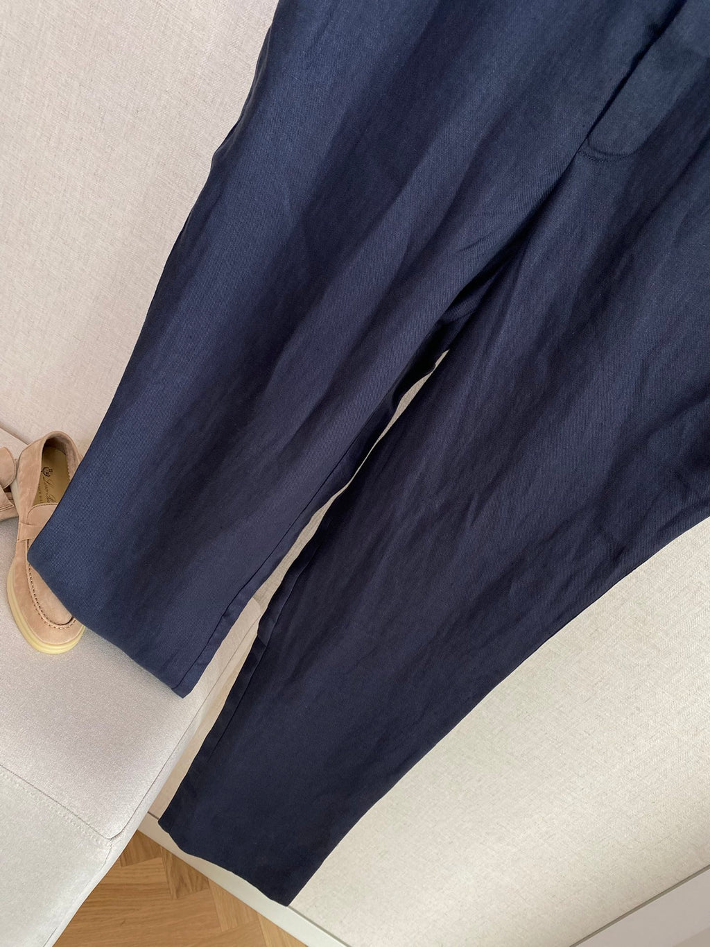 ZEGNA Dunkelblaue Leinenhose in schlanker Passform