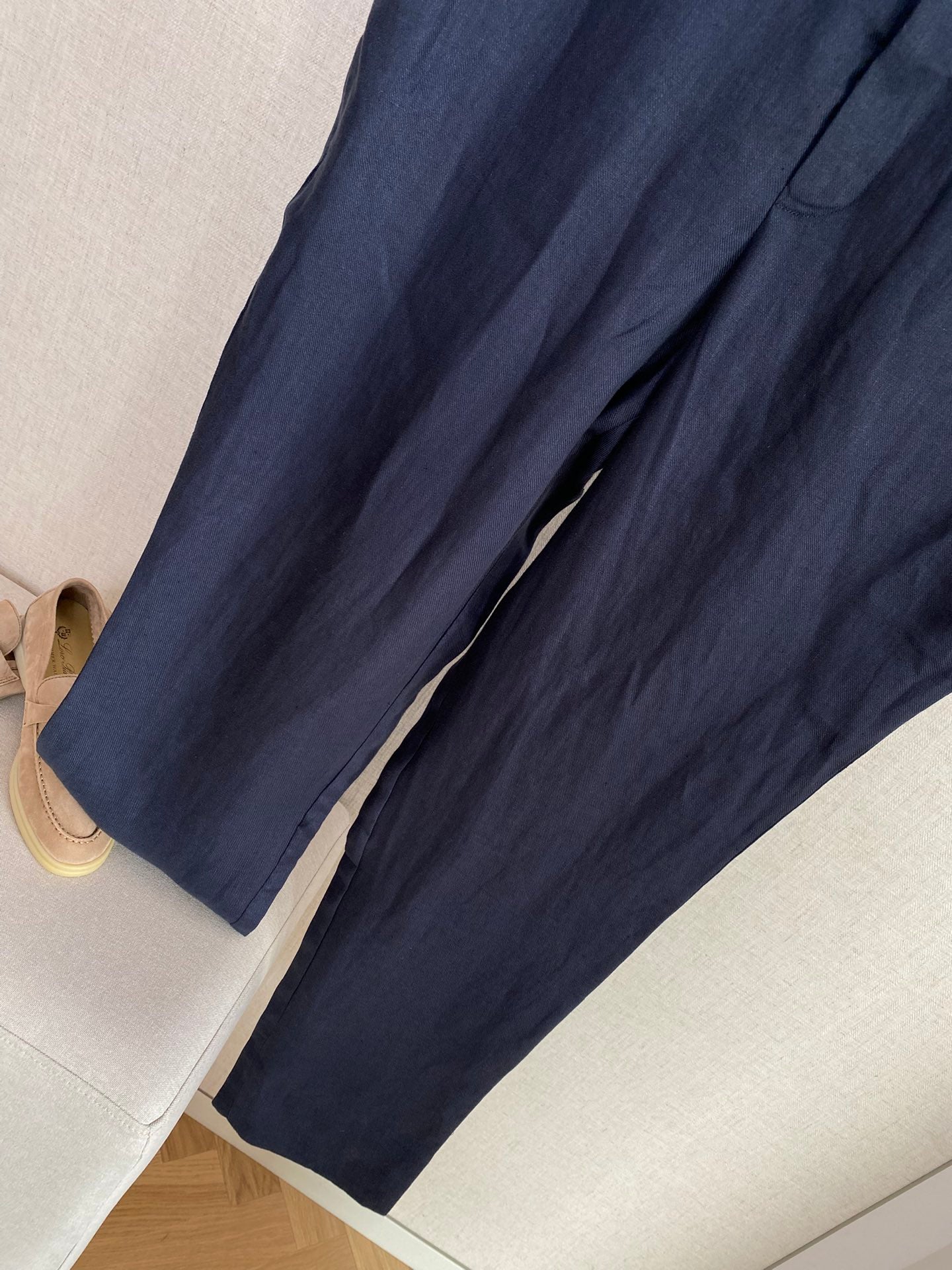 ZEGNA Dunkelblaue Leinenhose in schlanker Passform