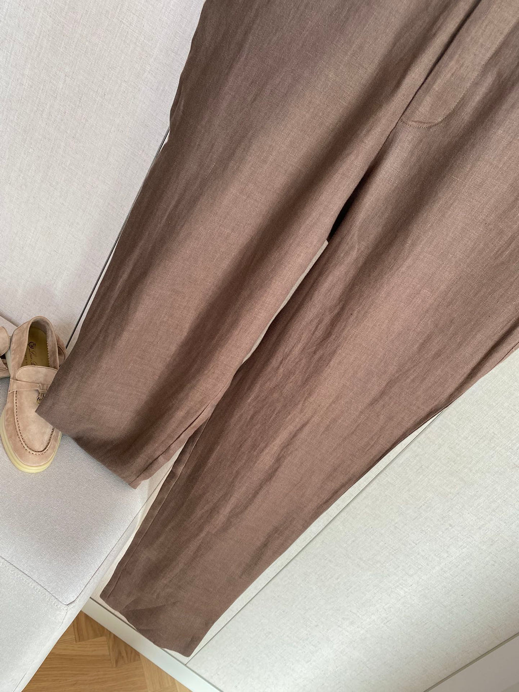 ZEGNA Braunfarbene Leinenhose in schlanker Passform