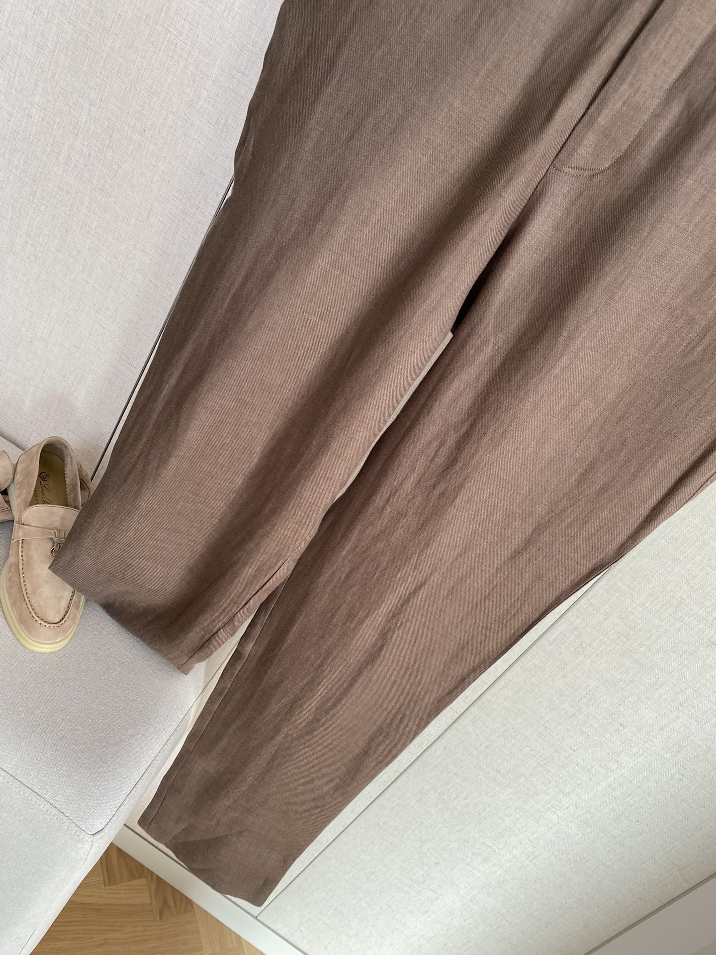 ZEGNA Braunfarbene Leinenhose in schlanker Passform