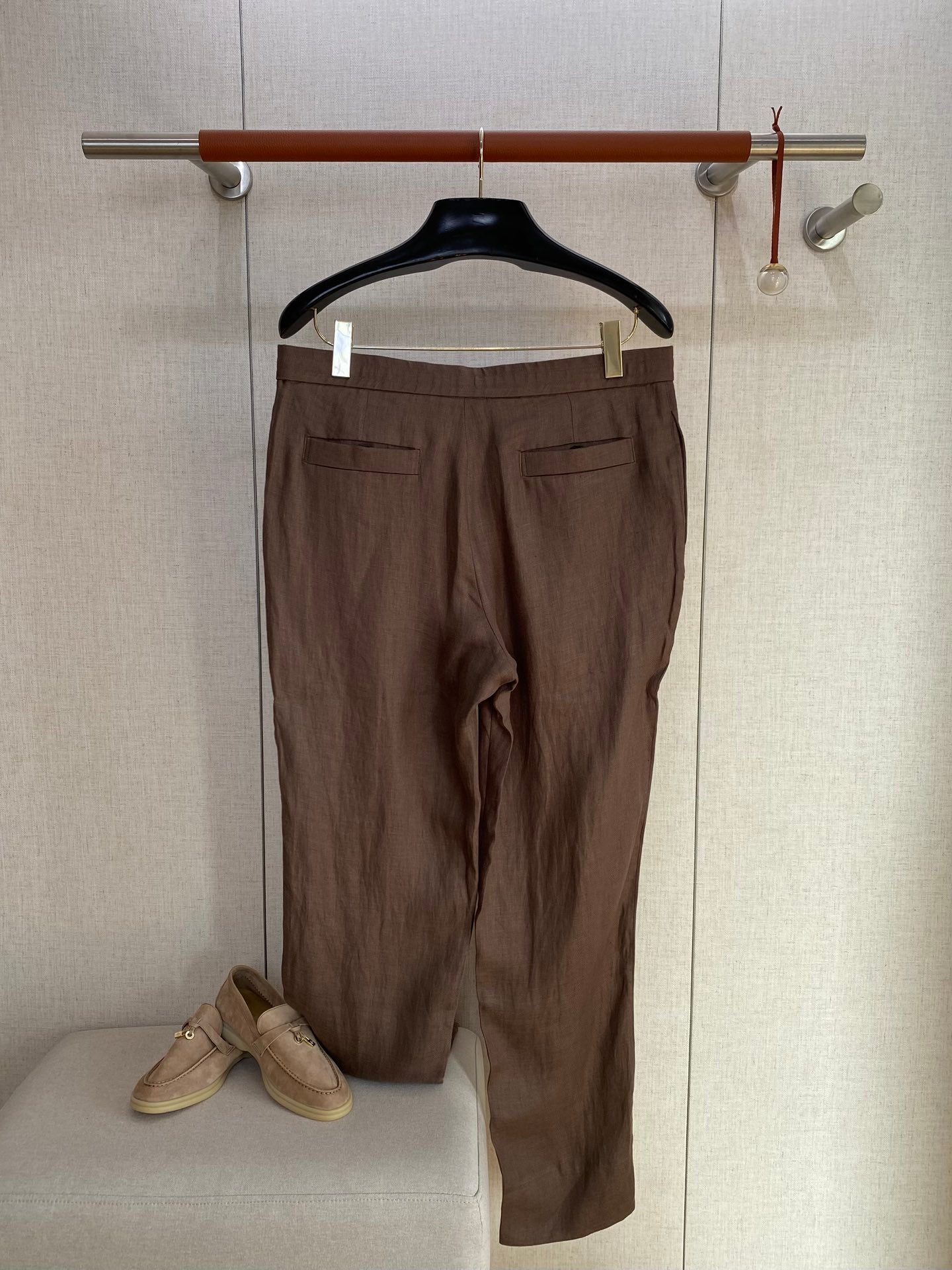 ZEGNA Braunfarbene Leinenhose in schlanker Passform