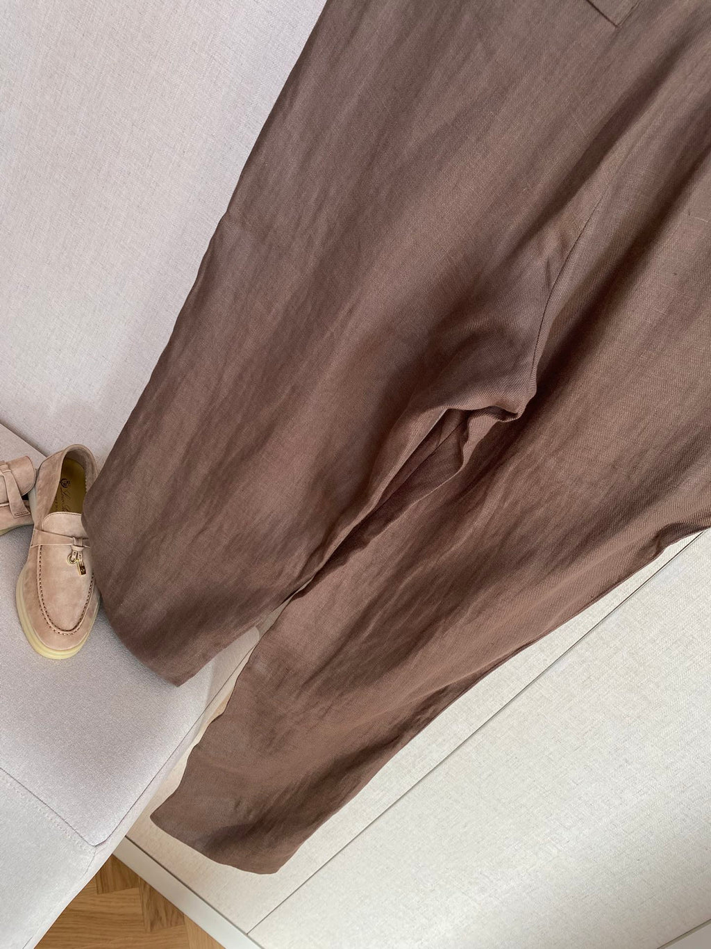 ZEGNA Braunfarbene Leinenhose in schlanker Passform