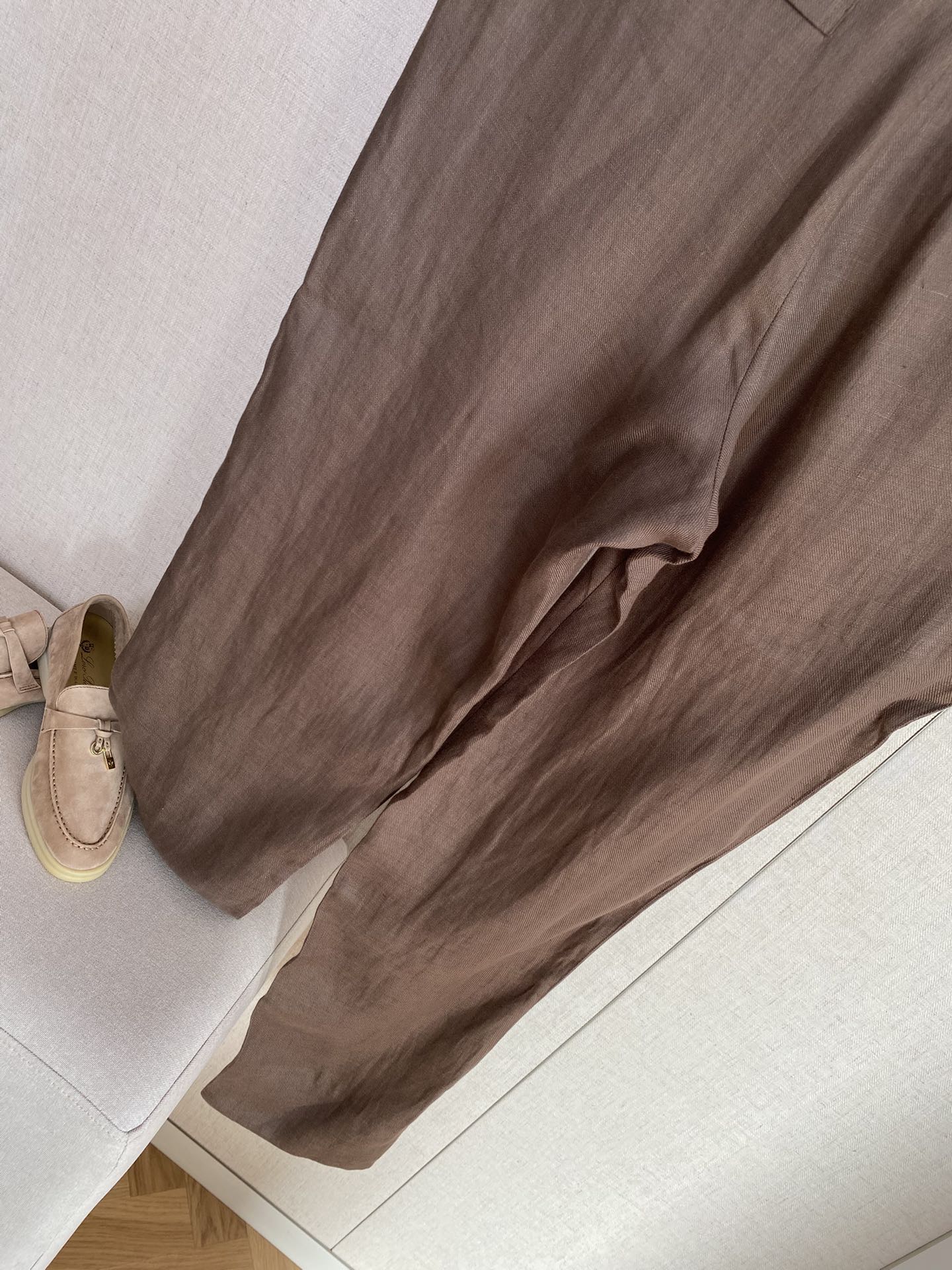 ZEGNA Braunfarbene Leinenhose in schlanker Passform