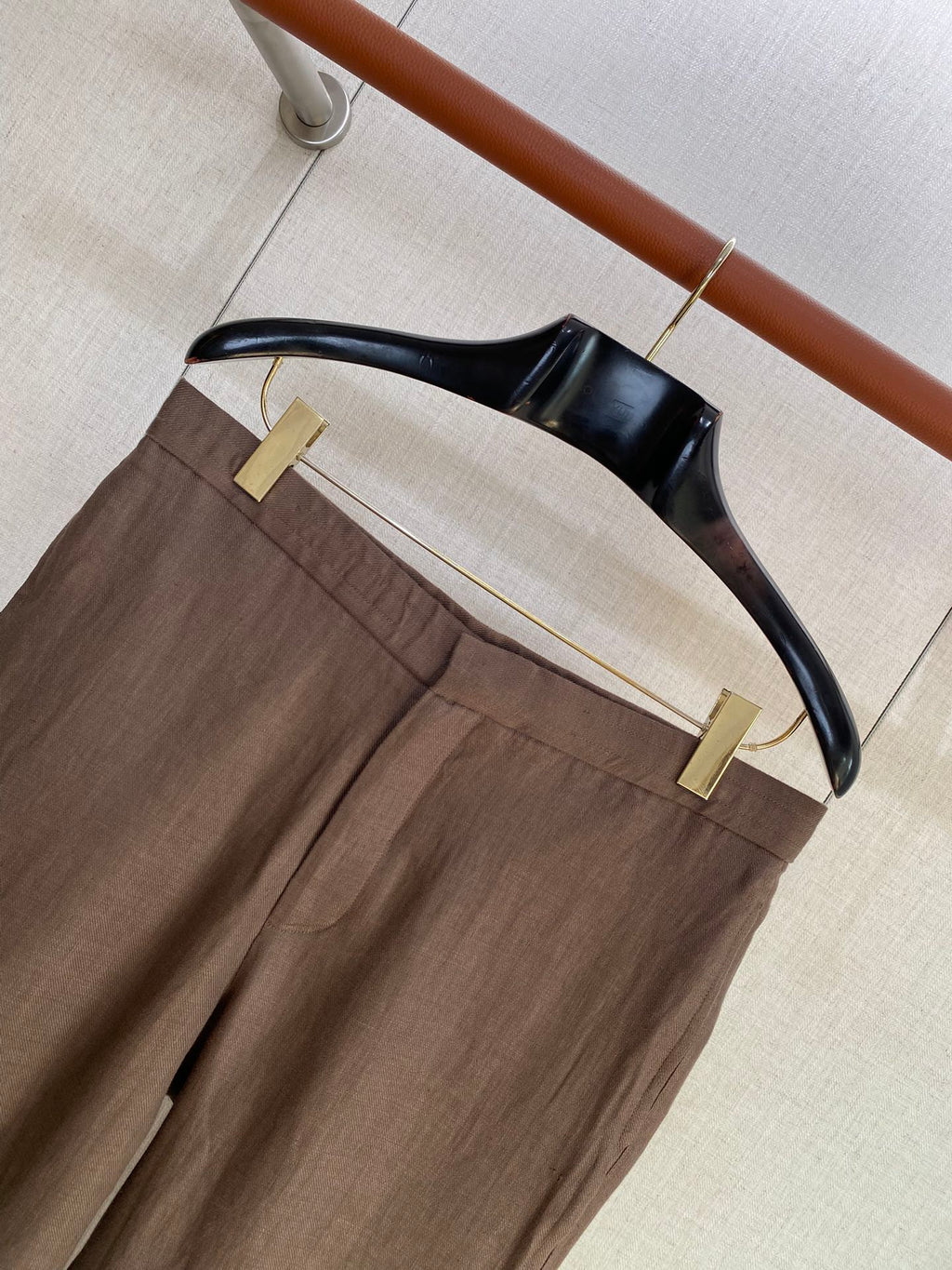 ZEGNA Braunfarbene Leinenhose in schlanker Passform