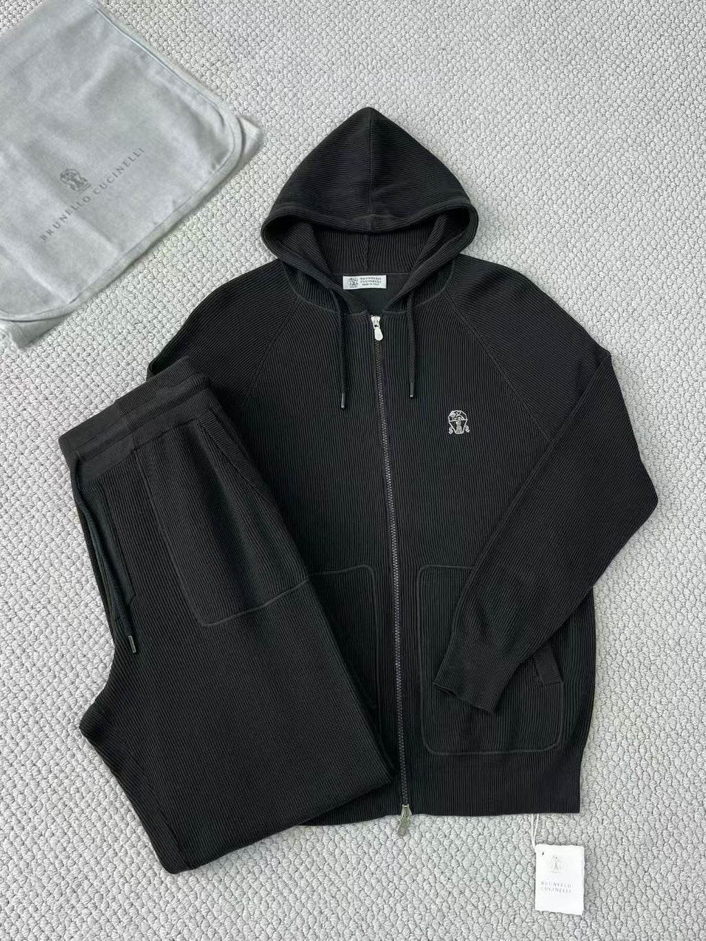 Brunello Cucinelli – Schwarze Loungehose aus Kaschmir-Mix