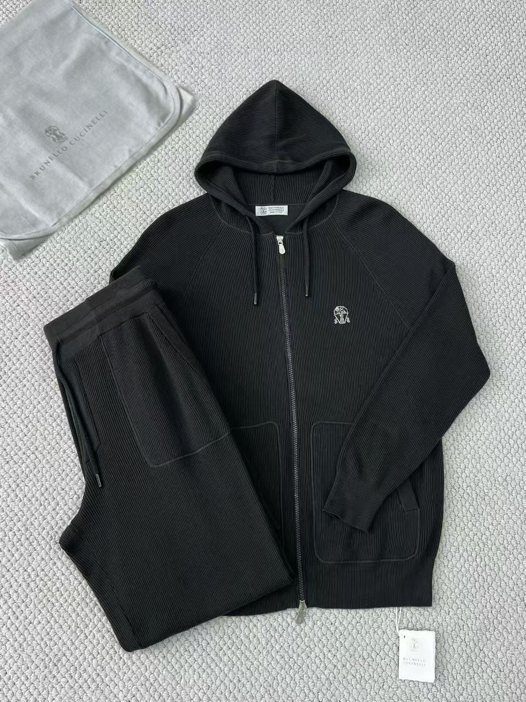 Brunello Cucinelli – Schwarze Loungehose aus Kaschmir-Mix