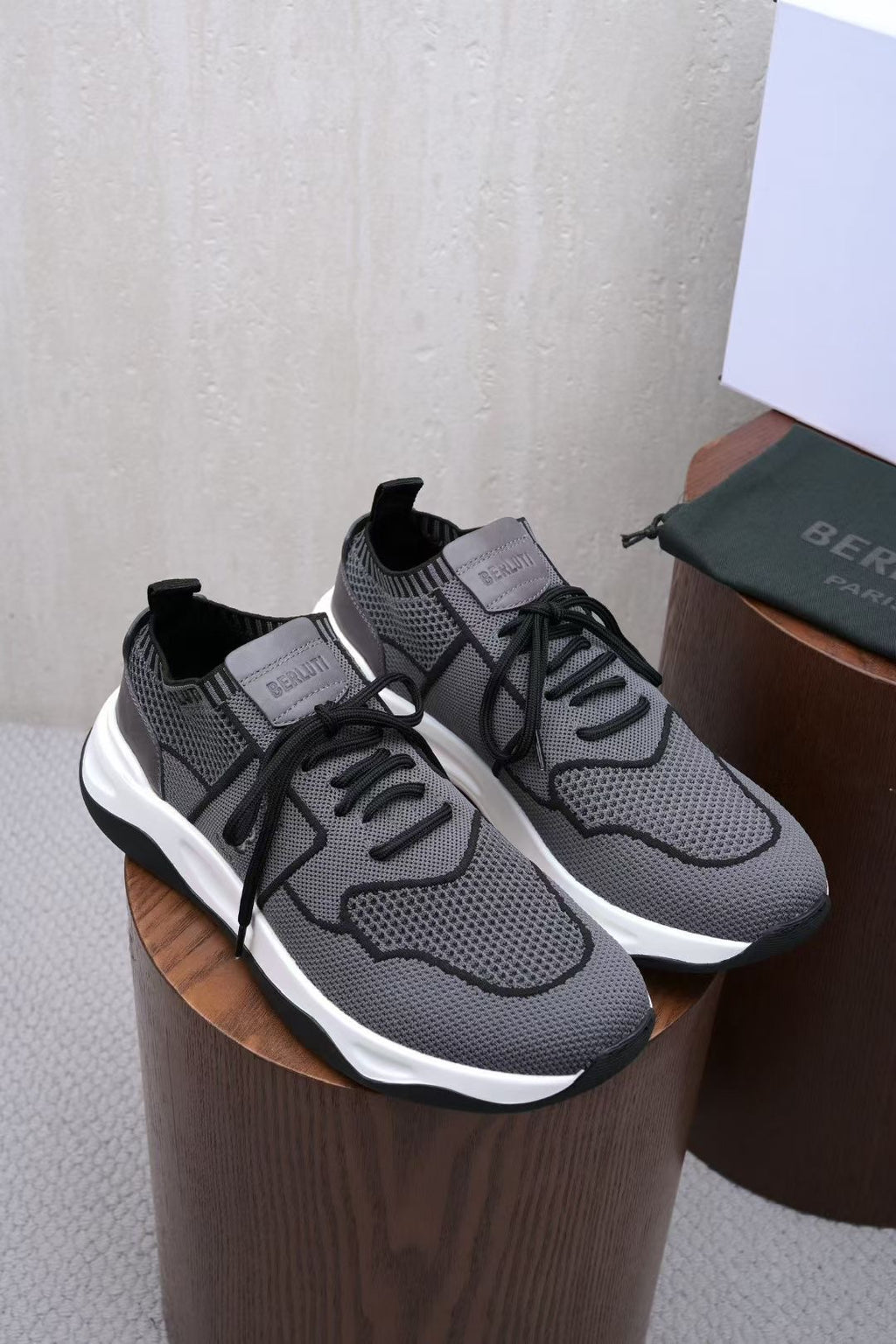 Berluti – Graue Sneaker mit Mesh-Obermaterial und geprägter 1895-Sohle