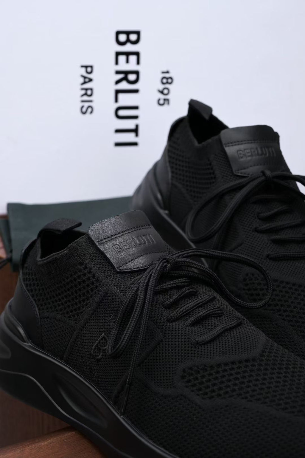 Berluti – Schwarze Sneaker mit Mesh-Obermaterial und geprägter 1895-Sohle