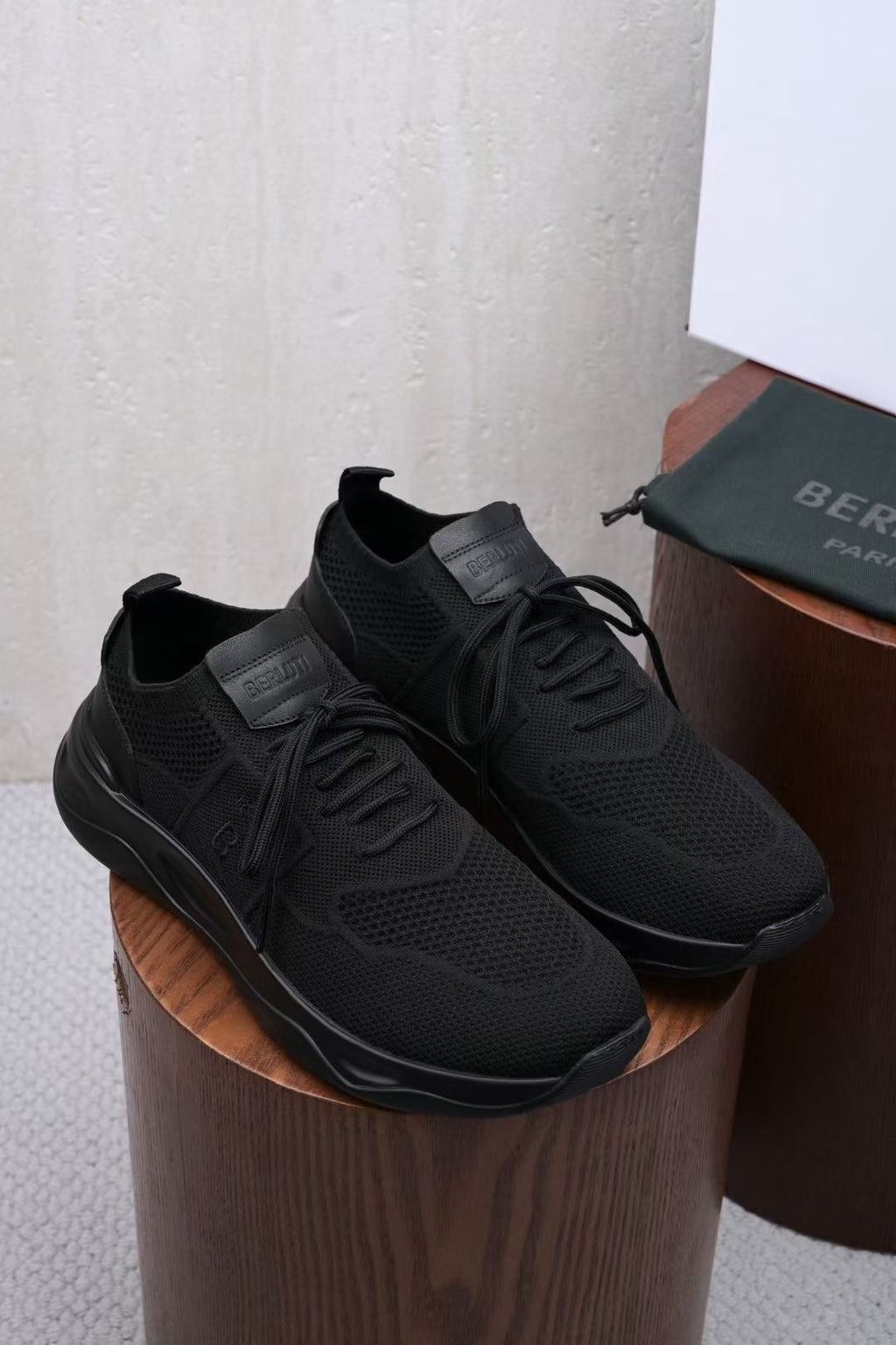 Berluti – Schwarze Sneaker mit Mesh-Obermaterial und geprägter 1895-Sohle