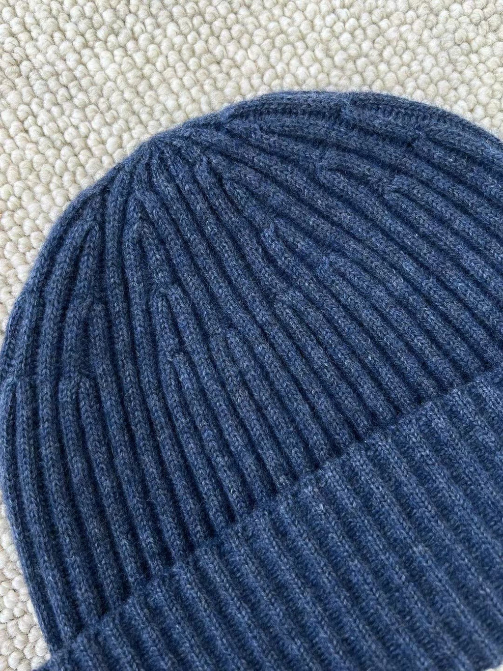 Brunello Cucinelli – Dunkelblaues Beanie aus Kaschmir-Mix mit Rippstruktur