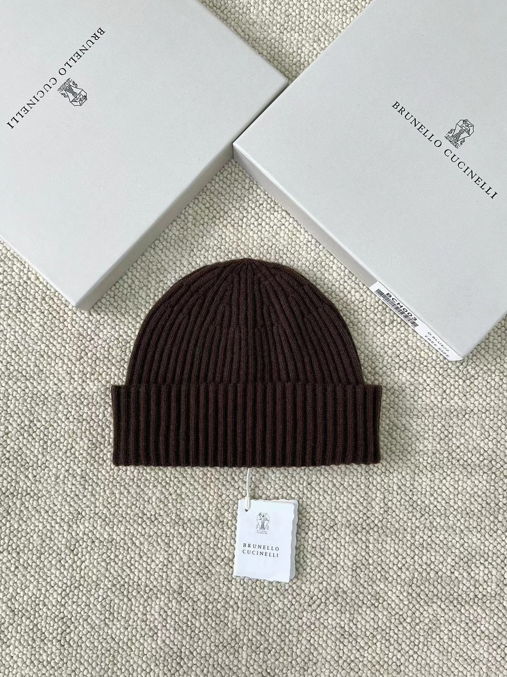 Brunello Cucinelli – Geripptes Beanie aus Kaschmir