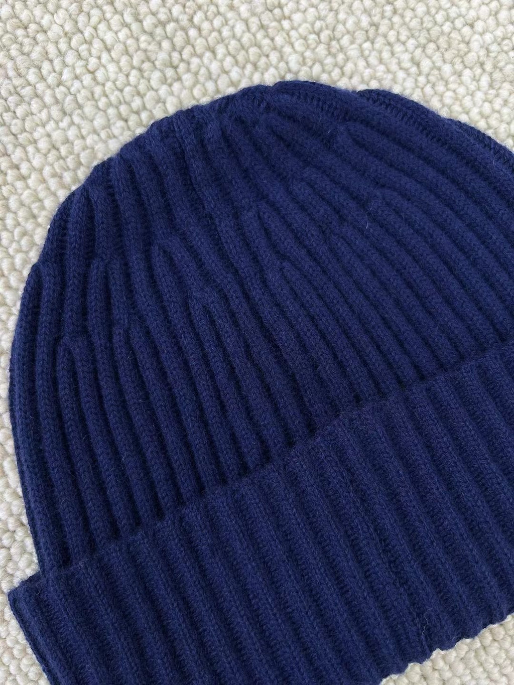 Brunello Cucinelli – Geripptes Cashmere-Beanie in Navy