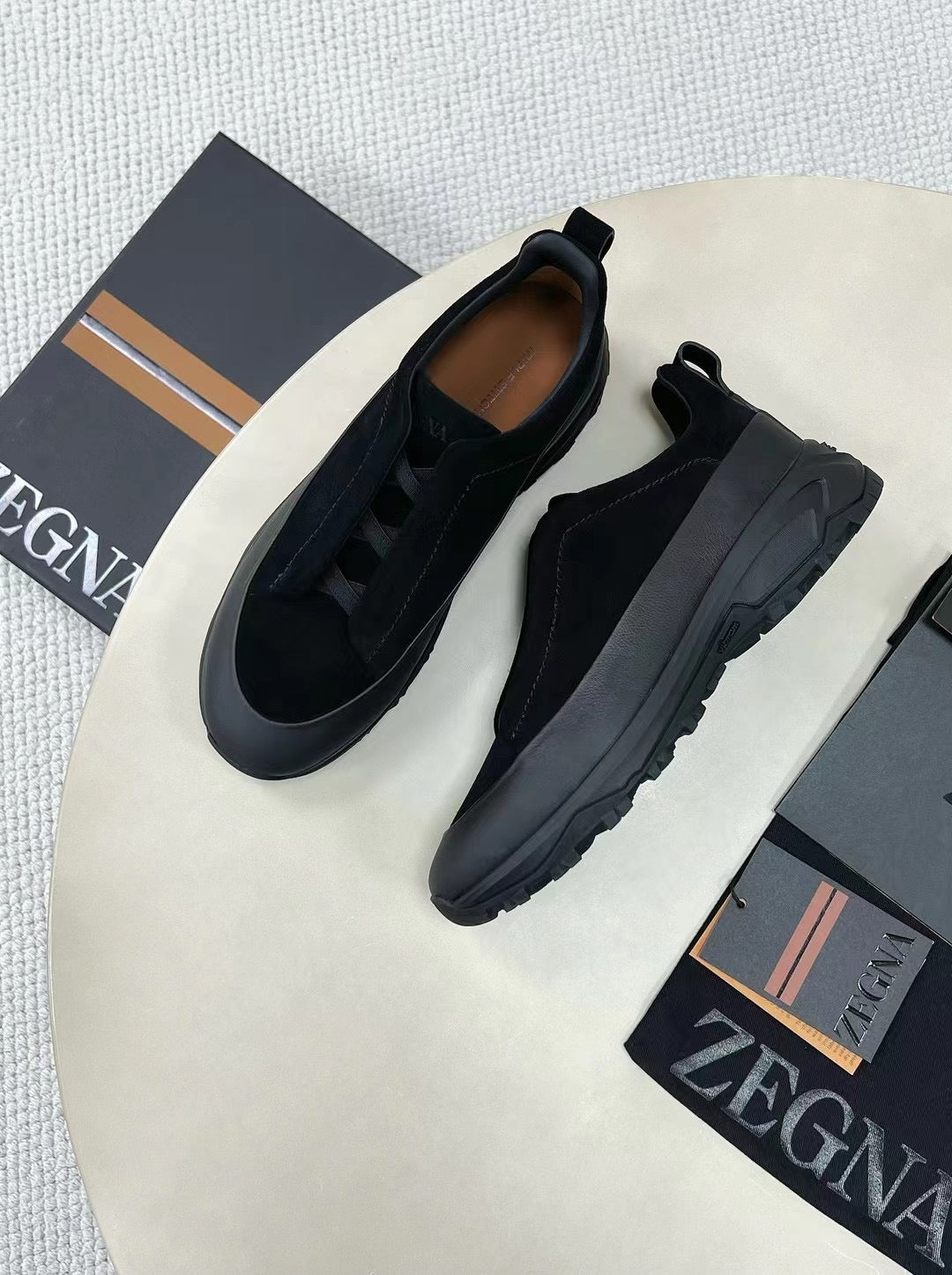 ZEGNA – Schwarzer Outdoor-Slip-On mit Vibram Arctic Grip-Sohle
