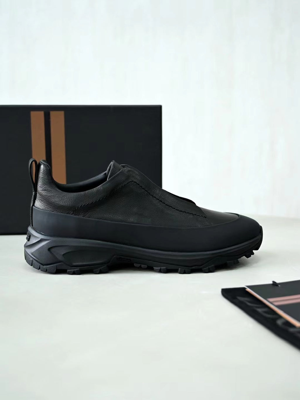 ZEGNA – Schwarze Slip-on-Sneaker aus Leder