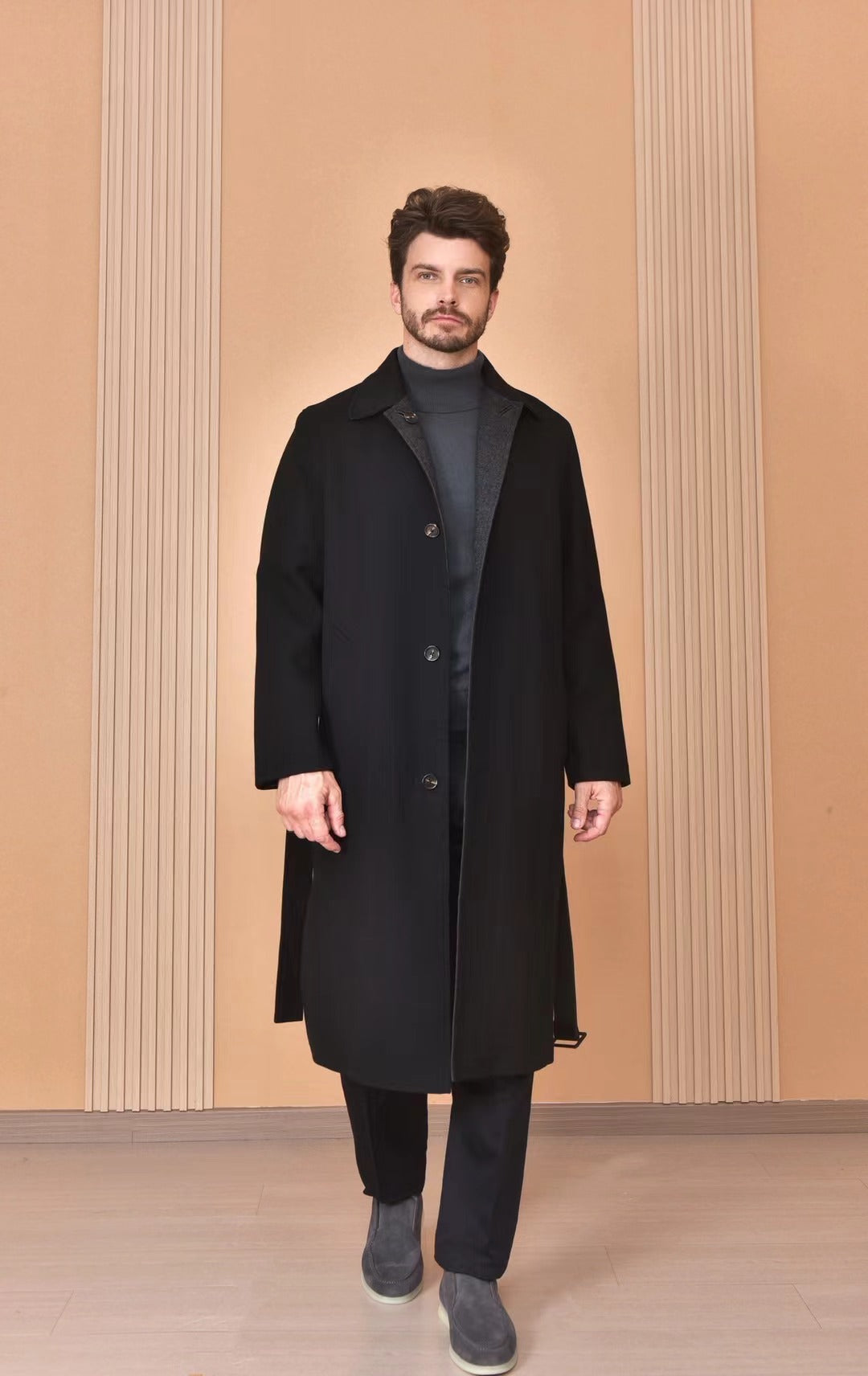 Loro Piana Mantel in Schwarz – Eleganter Langer Wintermantel
