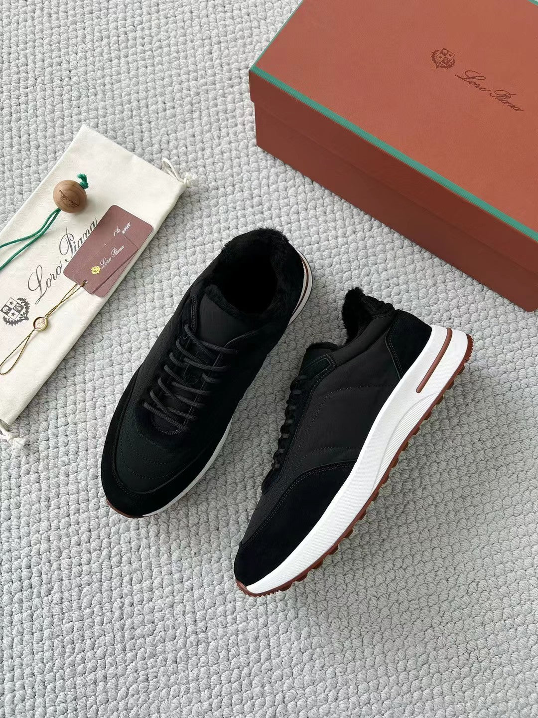 Lord Simon – Sneaker aus Leder in Schwarz mit weisser Sohle Herren