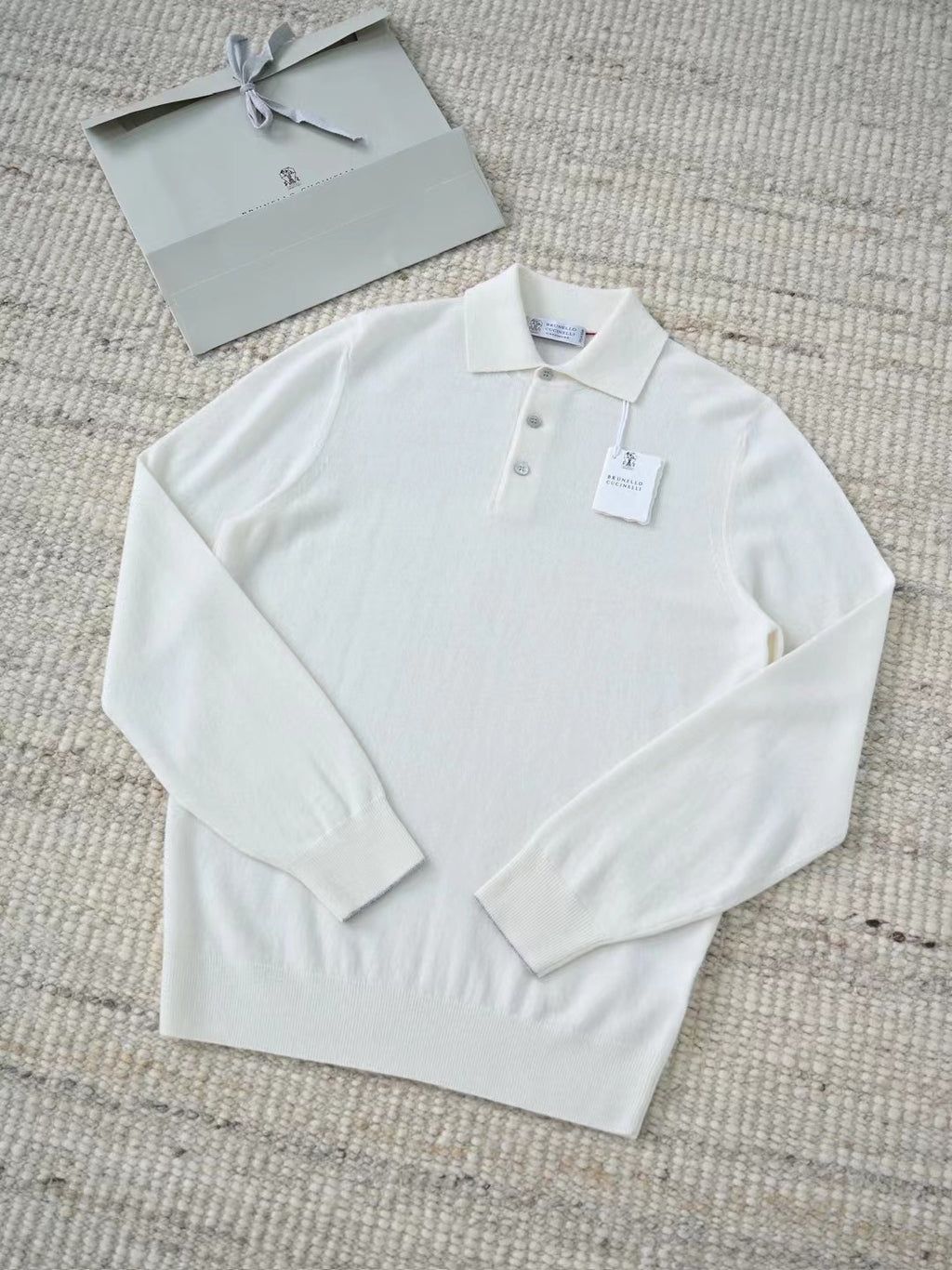 Zanone – Langarm-Polo-Shirt aus Baumwolle in Weiss Herren