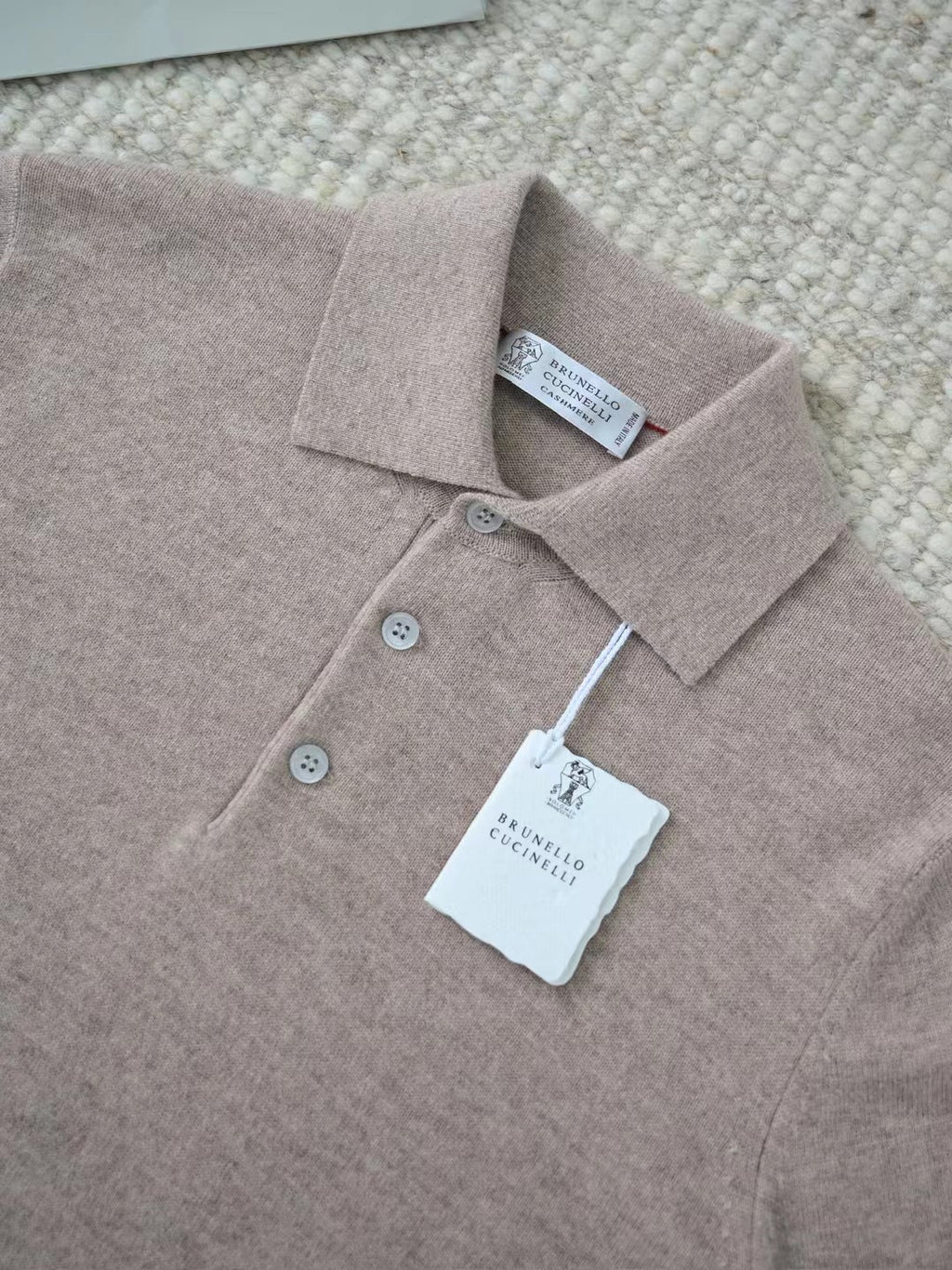Zanone – Langarm-Polo-Pullover aus 100% Kaschmir in Taupe Herren