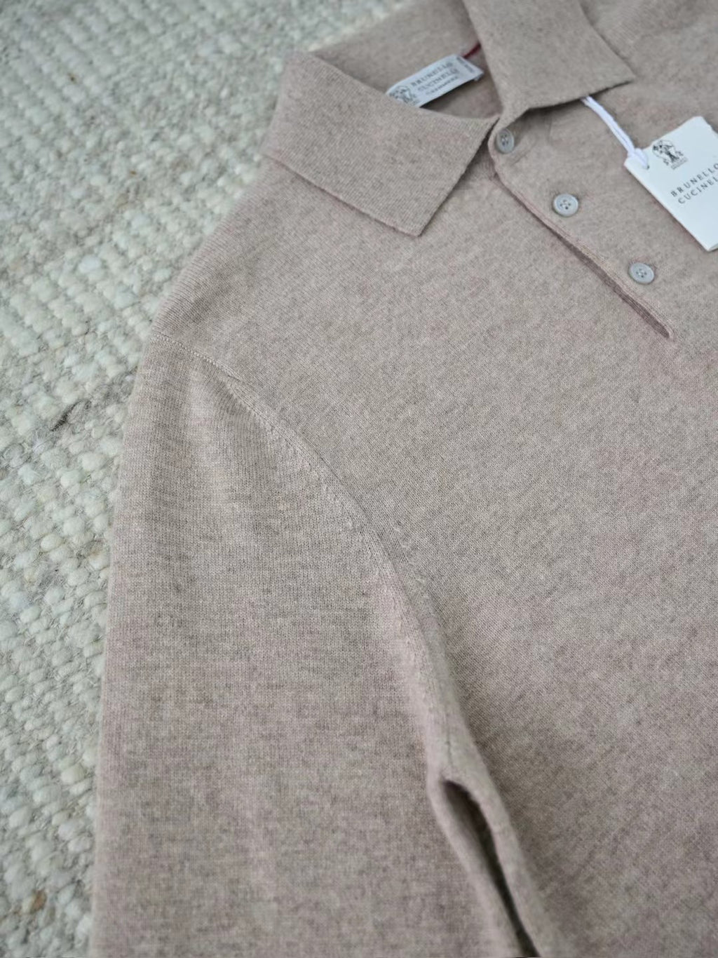 Zanone – Langarm-Polo-Pullover aus 100% Kaschmir in Taupe Herren