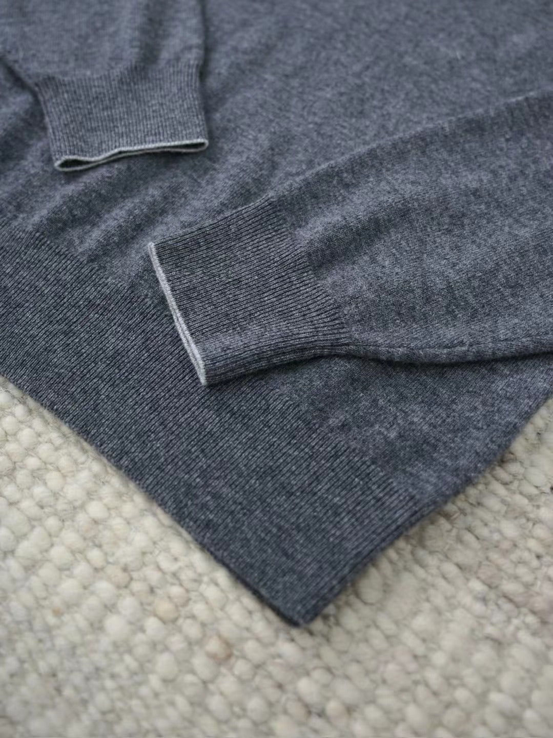 Ring Jacket Napoli – Langarm-Polo-Pullover aus Merinowolle in Dunkelgrau Herren