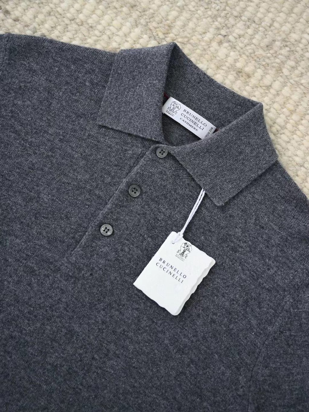 Ring Jacket Napoli – Langarm-Polo-Pullover aus Merinowolle in Dunkelgrau Herren