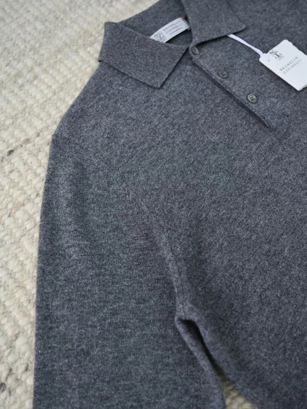 Ring Jacket Napoli – Langarm-Polo-Pullover aus Merinowolle in Dunkelgrau Herren