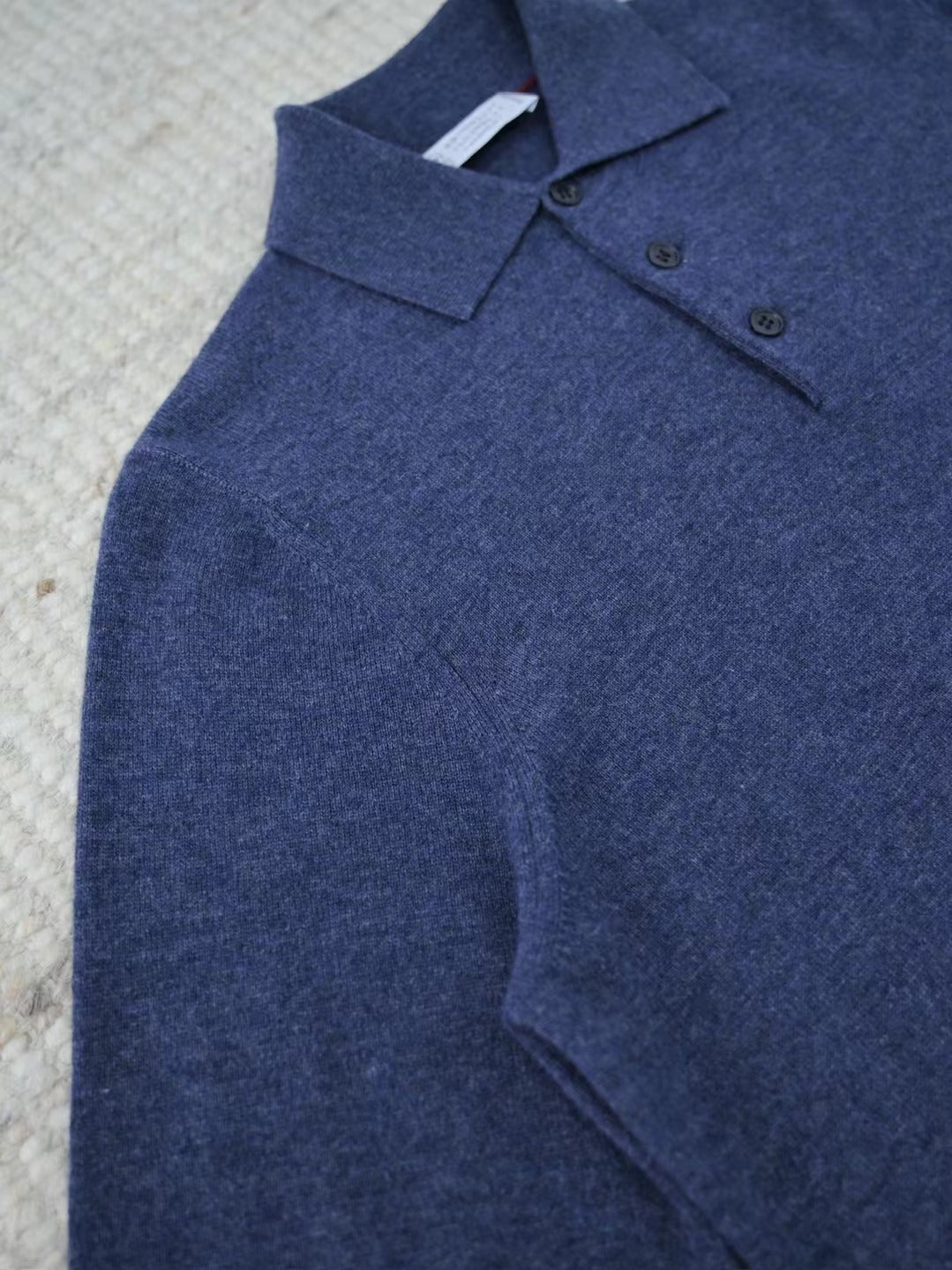Trunk Clothiers – Langarm-Polo-Pullover aus Kaschmir in Dunkelblau Herren
