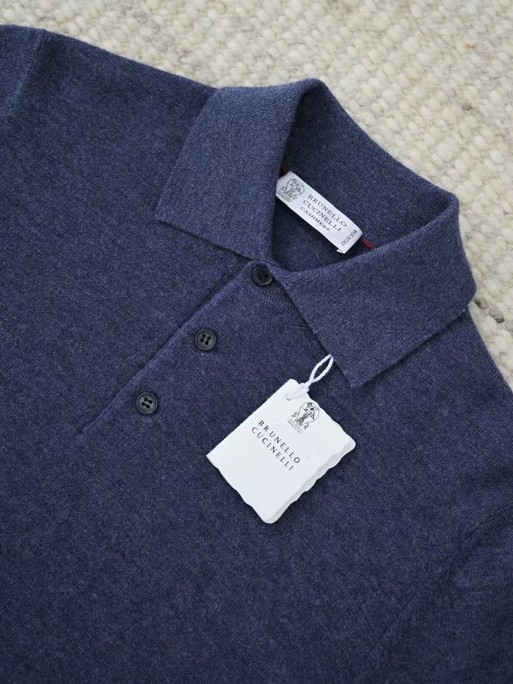 Trunk Clothiers – Langarm-Polo-Pullover aus Kaschmir in Dunkelblau Herren