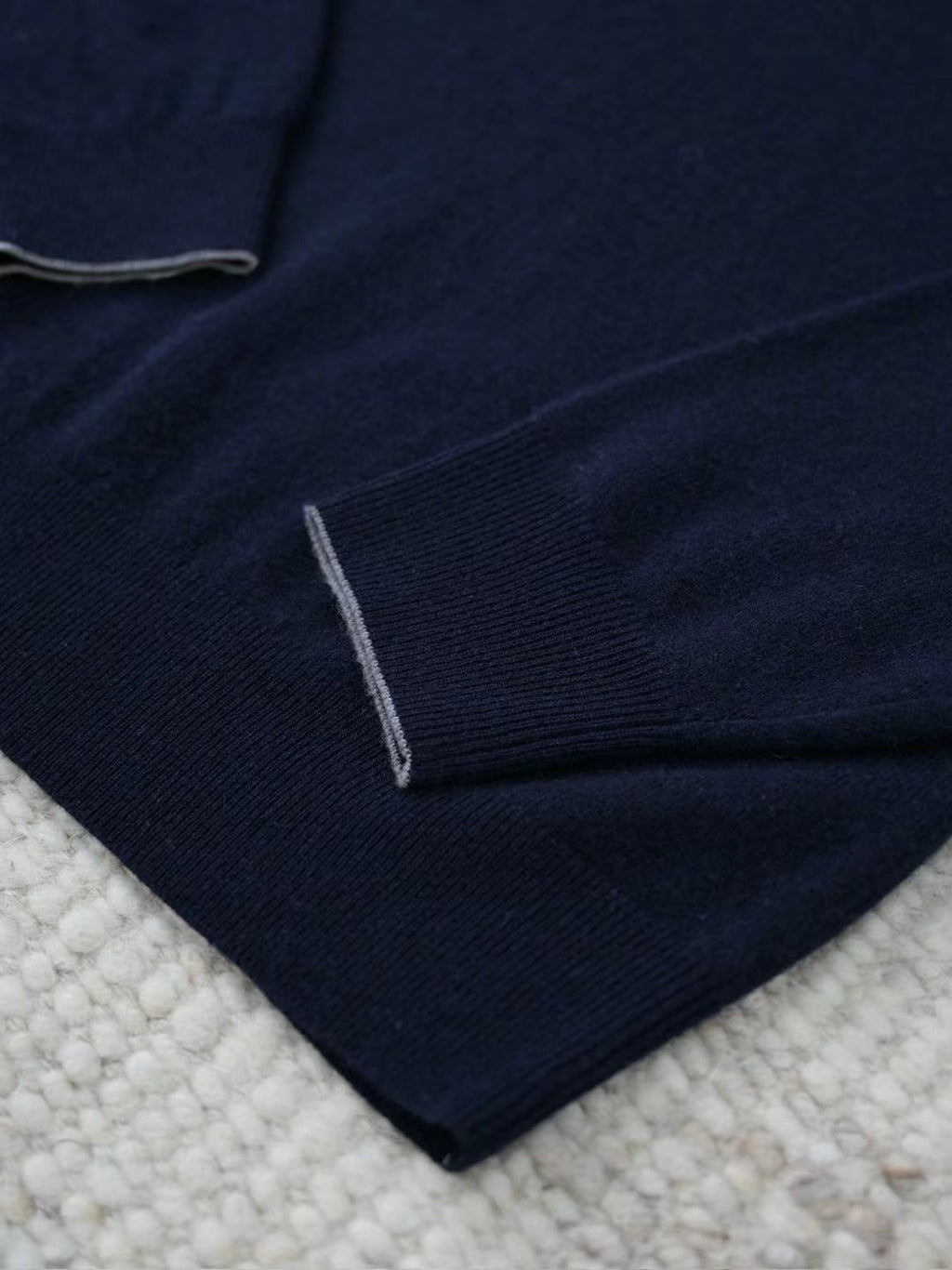 Kaschmir Polo – Langarm-Pullover aus Kaschmir in Dunkelblau Herren