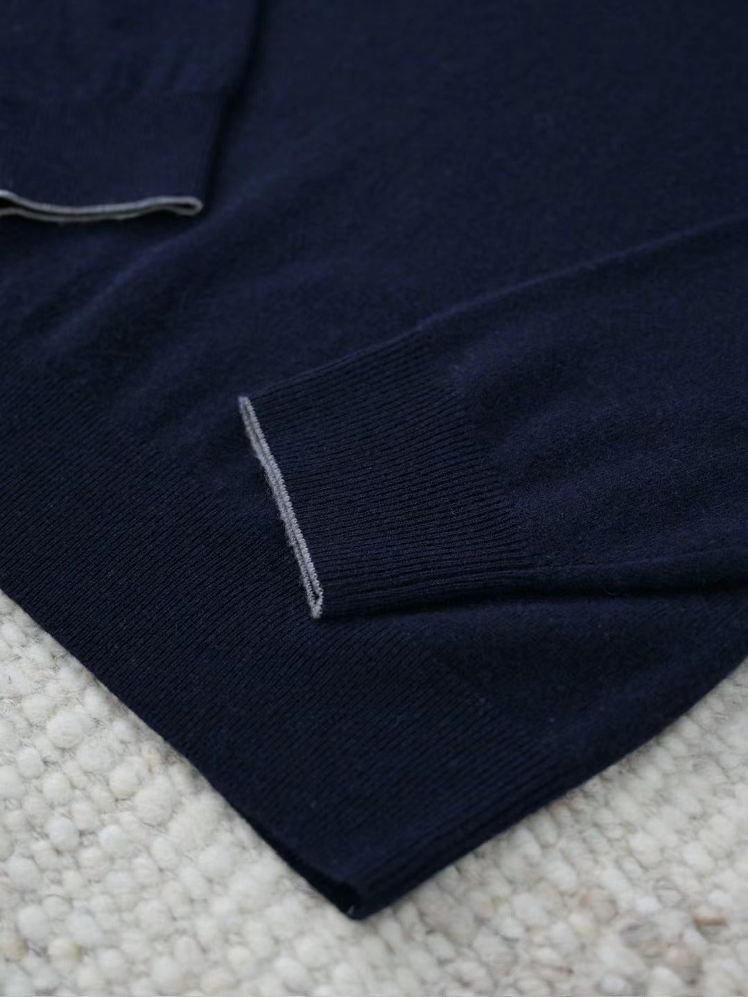 Kaschmir Polo – Langarm-Pullover aus Kaschmir in Dunkelblau Herren