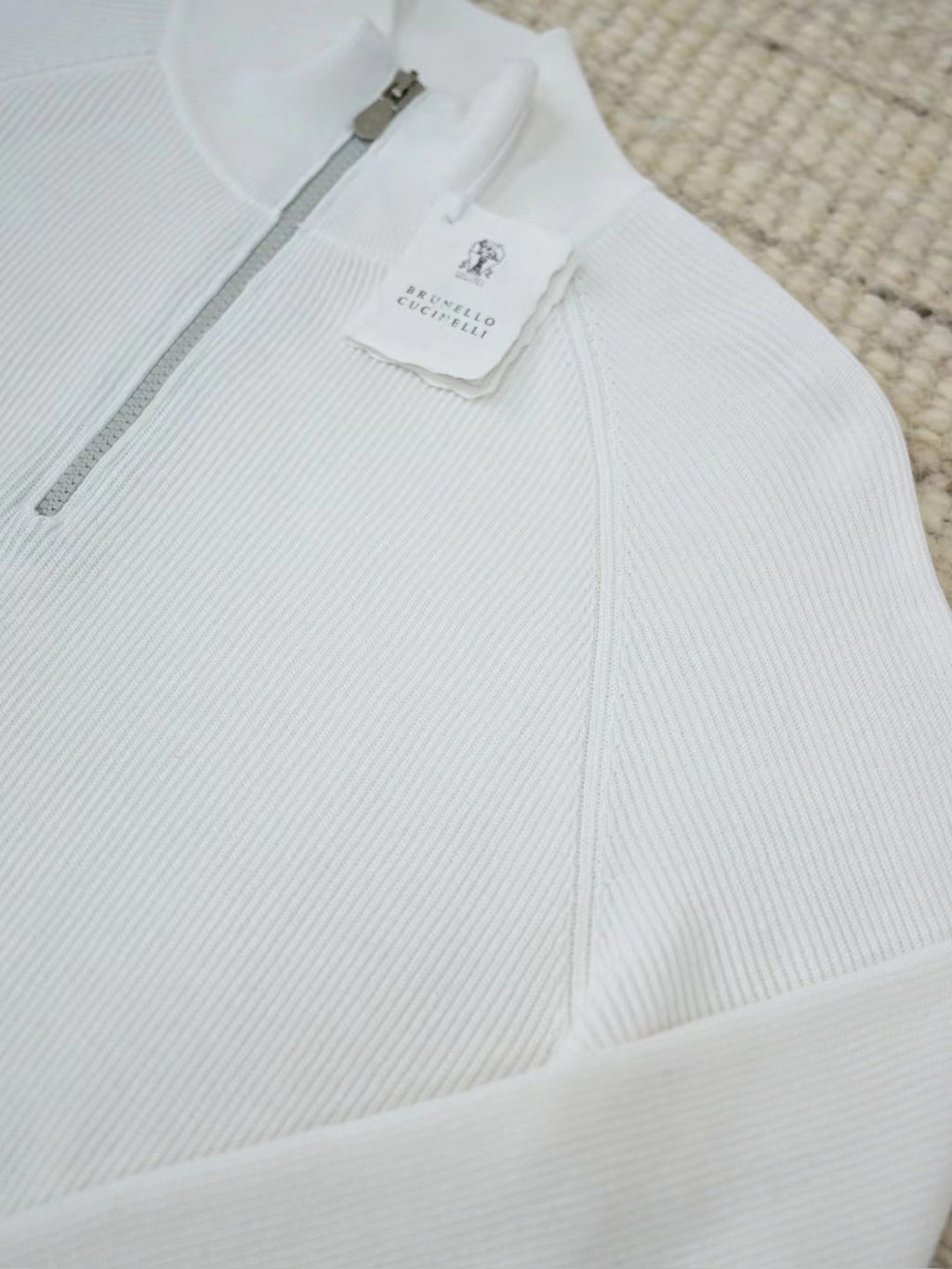William Lockie – Half-Zip-Pullover aus Wolle in Weiss Herren