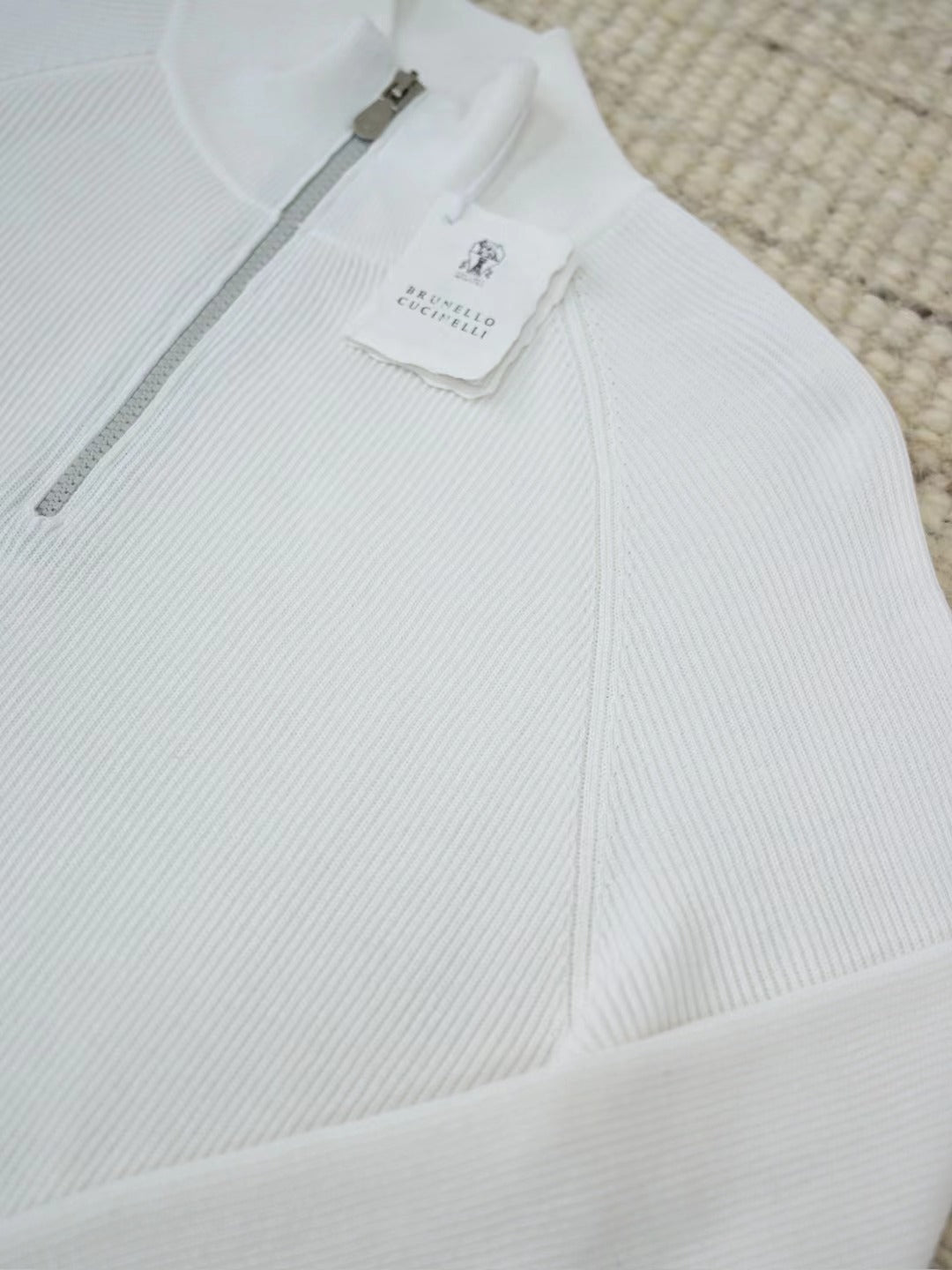 William Lockie – Half-Zip-Pullover aus Wolle in Weiss Herren