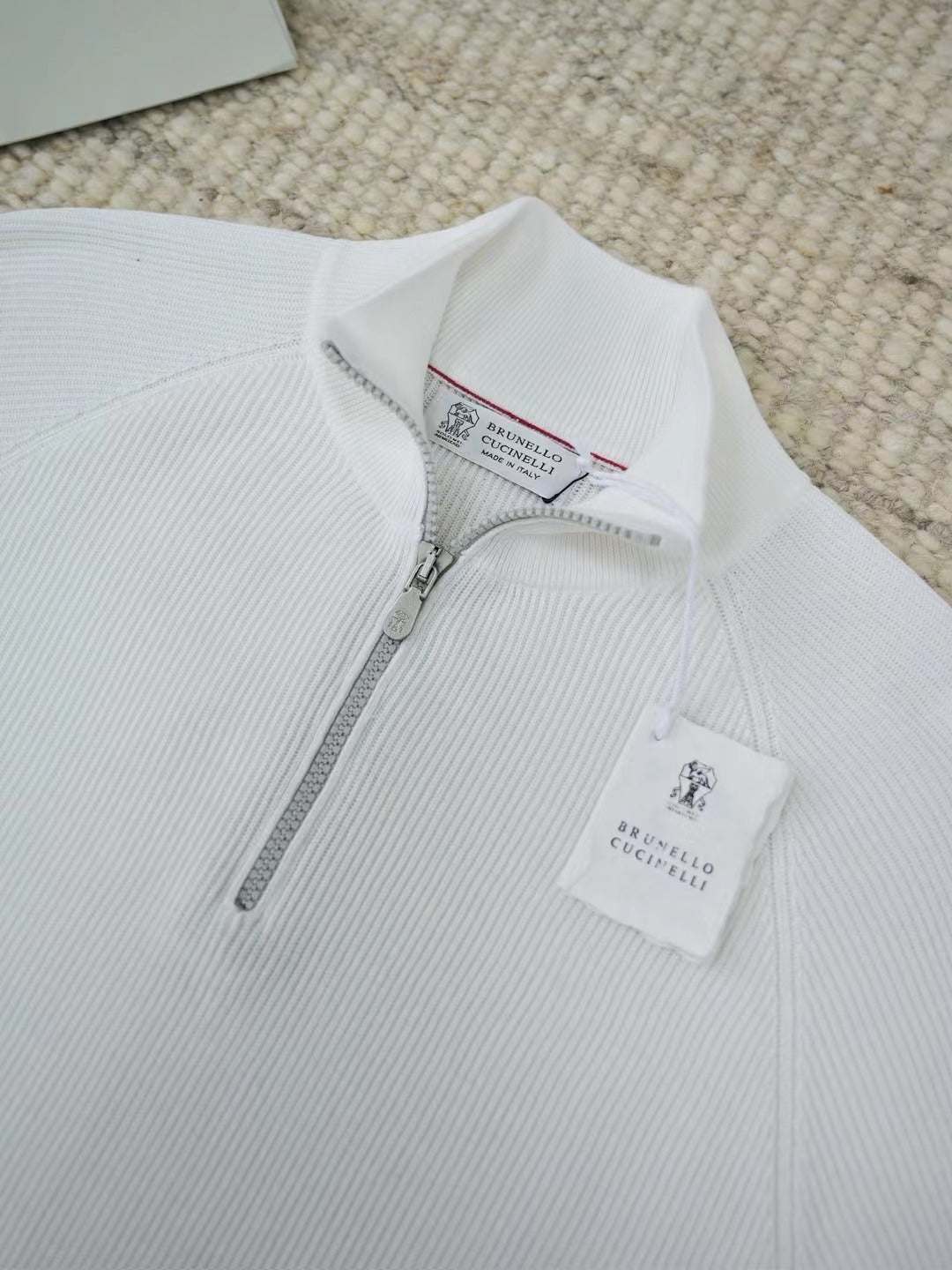 William Lockie – Half-Zip-Pullover aus Wolle in Weiss Herren