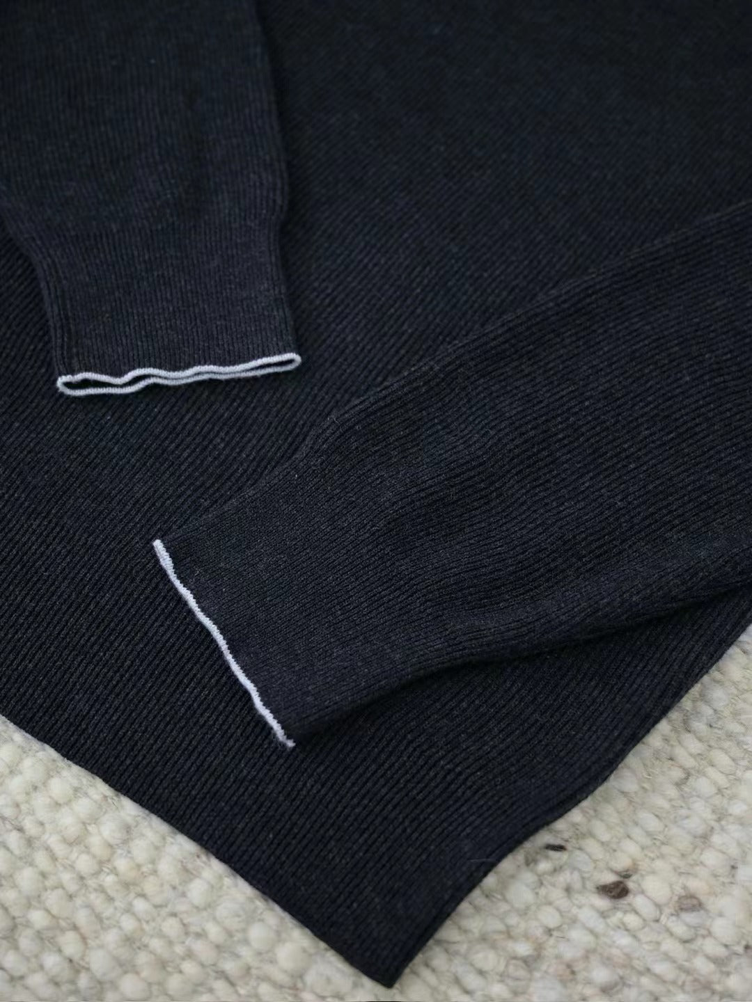 Brunello Cucinelli – Half-Zip-Pullover aus gerippter Wolle in Dunkelgrau Herren