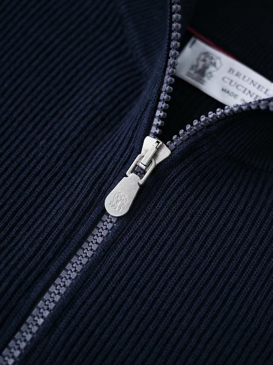 Merino – Quarter-Zip-Pullover aus Merinowolle in Dunkelblau Herren
